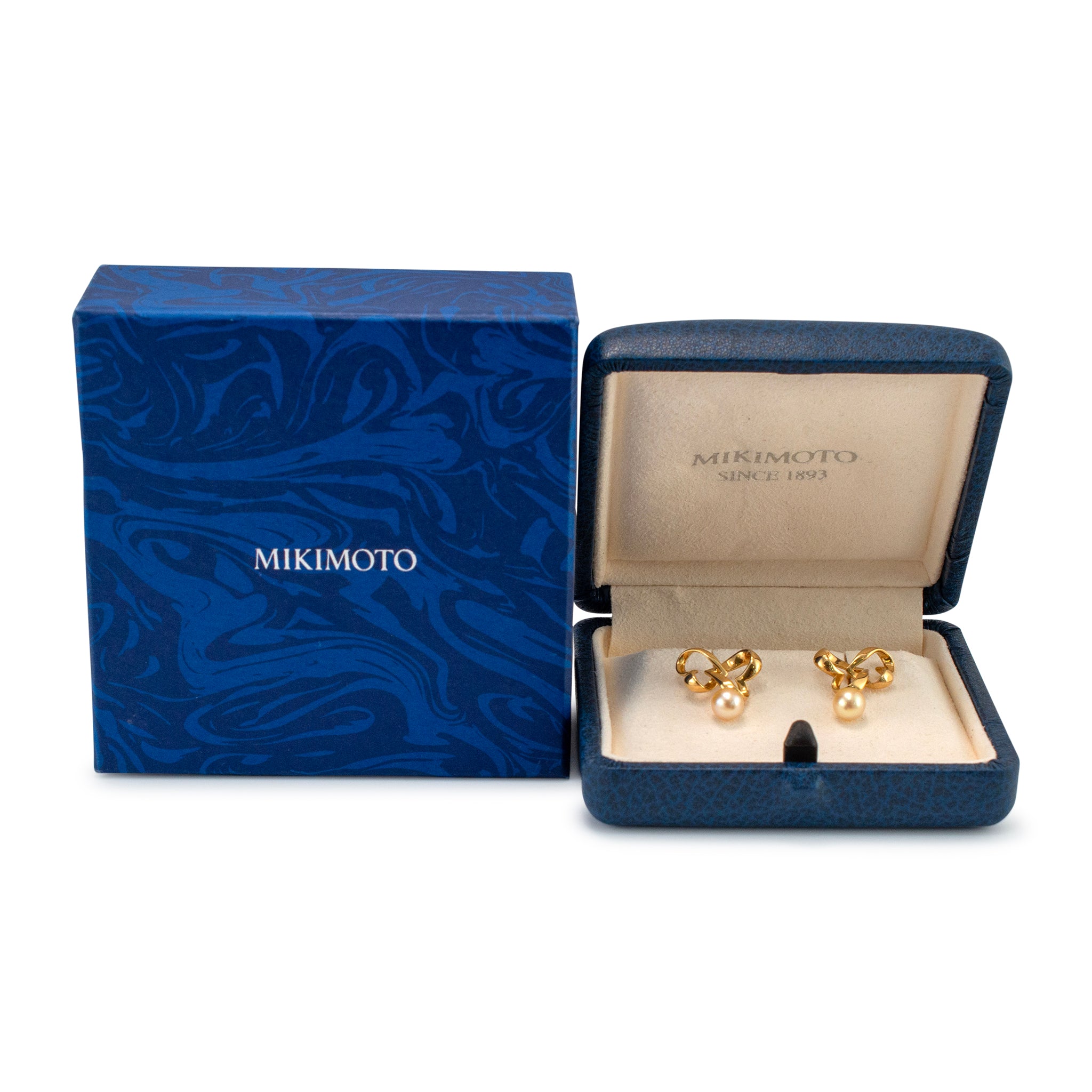 Mikimoto 18K Yellow Gold Pearls Stud Dangle Earrings