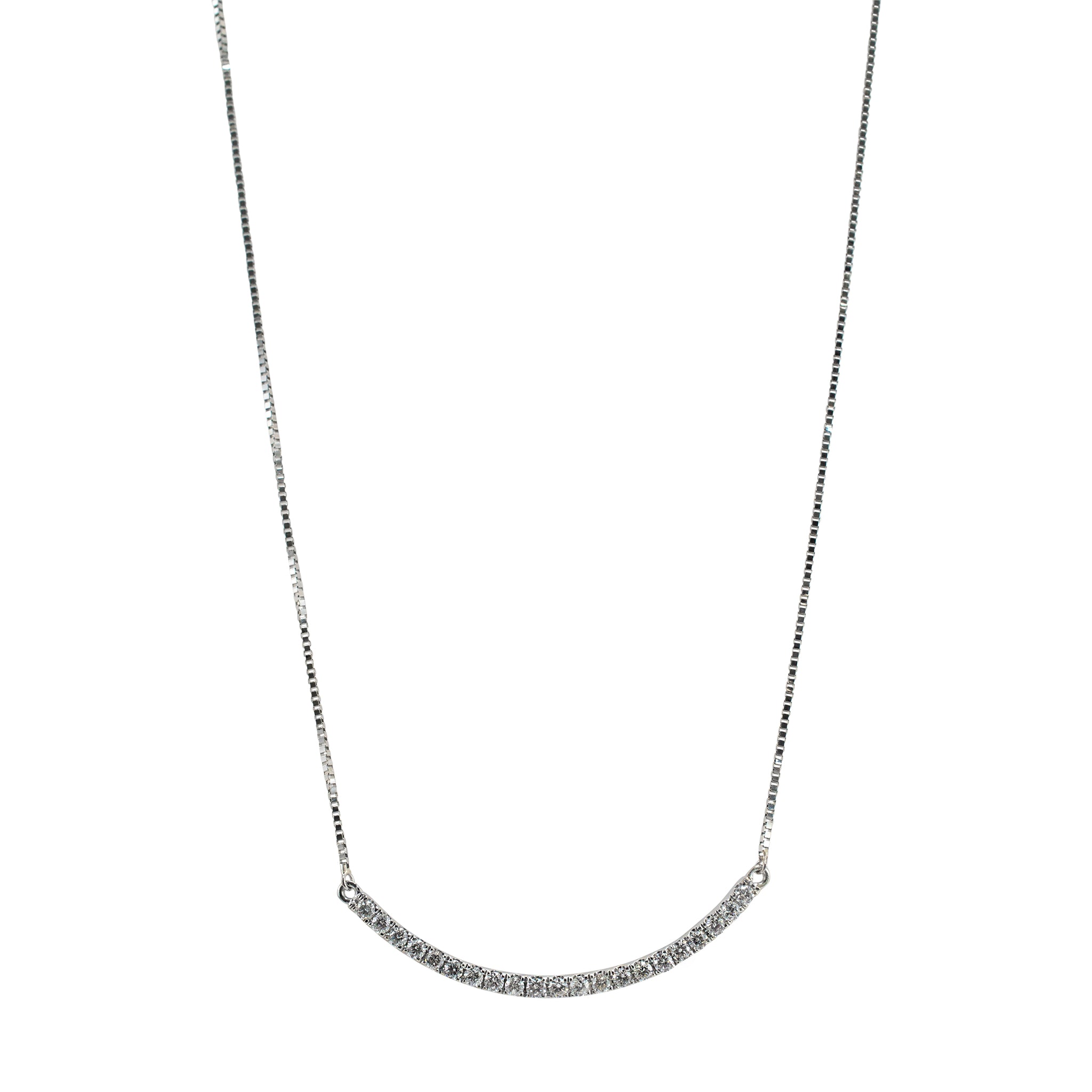 Ladies 14K White Gold 0.38ct Diamond Bar Necklace