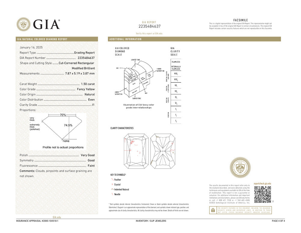 18K White Gold Radiant Cut GIA Fancy Yellow Diamond Halo White Engagement Ring