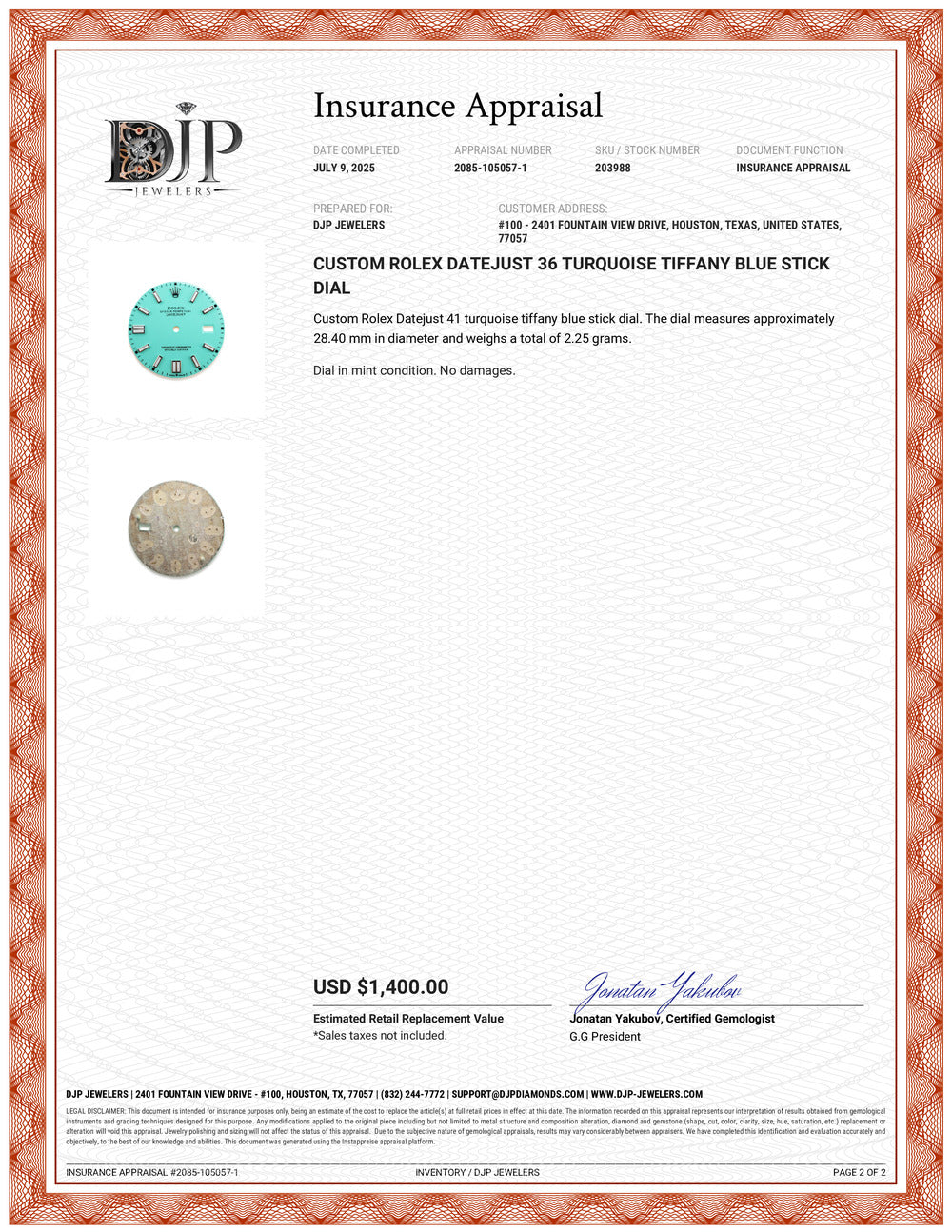 Custom Rolex Datejust 36 Turquoise Tiffany Blue Stick Dial