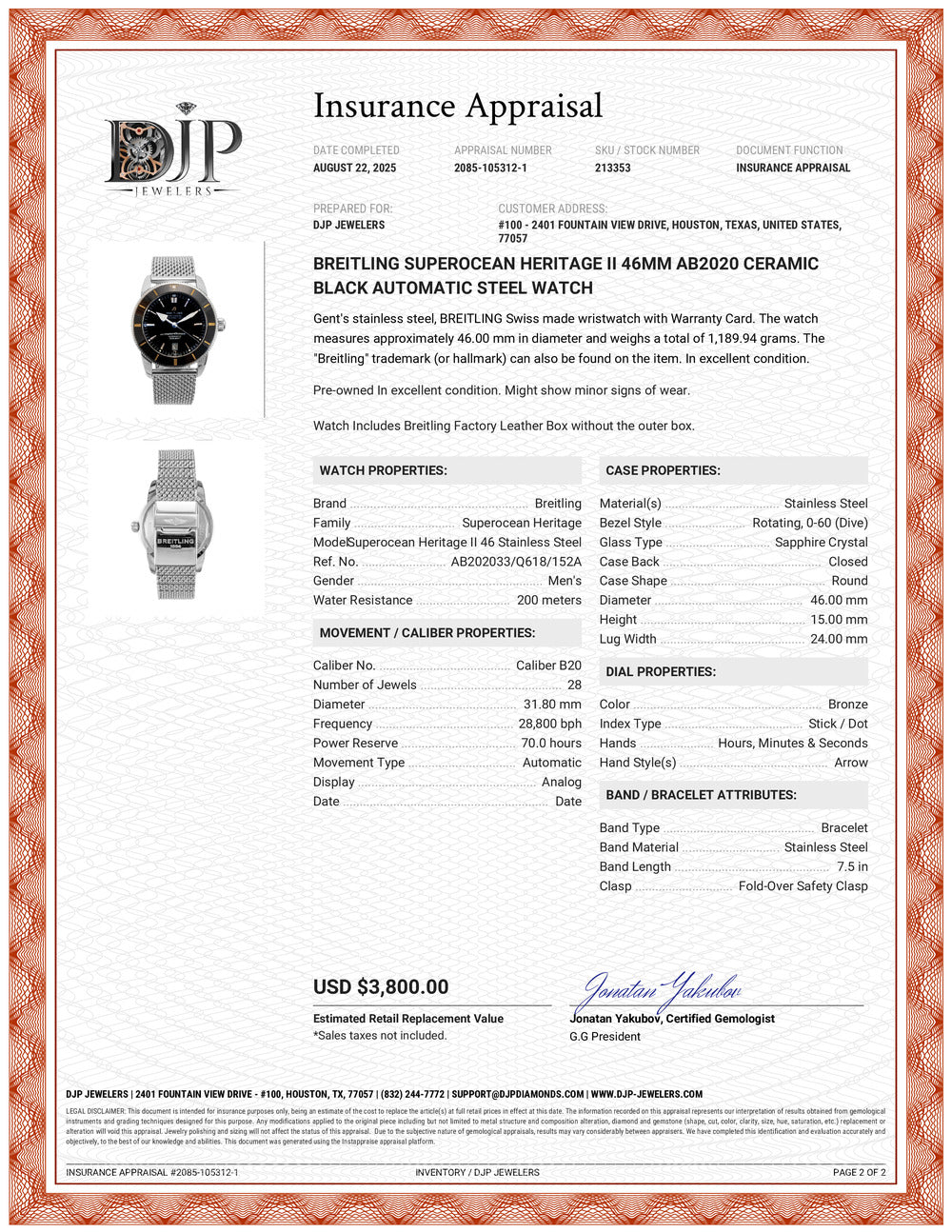 Breitling Superocean Heritage II 46MM AB2020 Ceramic Black Automatic Steel Watch