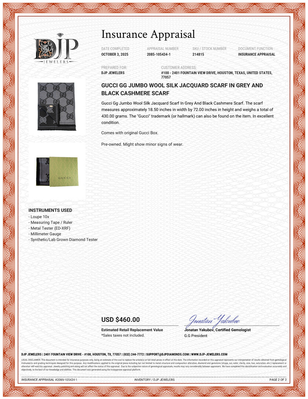 Gucci Gg Jumbo Wool Silk Jacquard Scarf in Grey and Black Cashmere Scarf