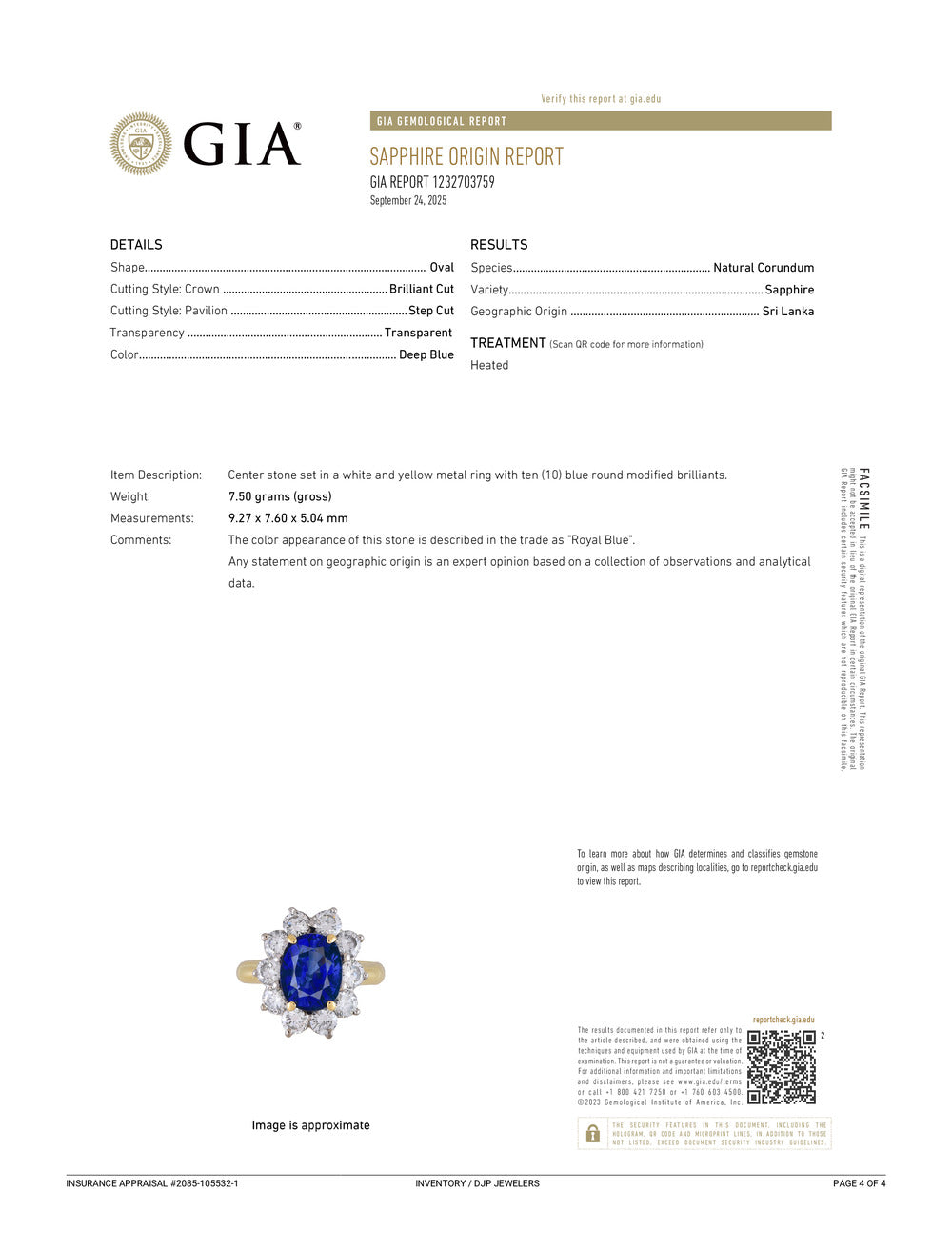 Vintage 18K Gold 2.98ct GIA Ceylon Royal Blue Sapphire Halo Diamond Cocktail Ring