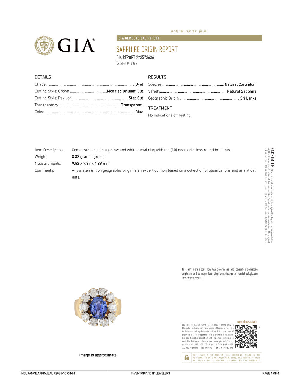 Vintage 14K Yellow Gold 2.88ct Gia Ceylon Sapphire Halo Diamond Cocktail Ring