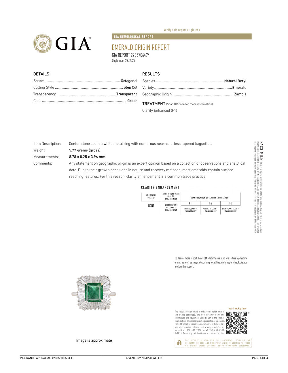 14K White Gold GIA 3.79 Ctw Emerald Baguette Diamond Ballerina Cocktail Ring