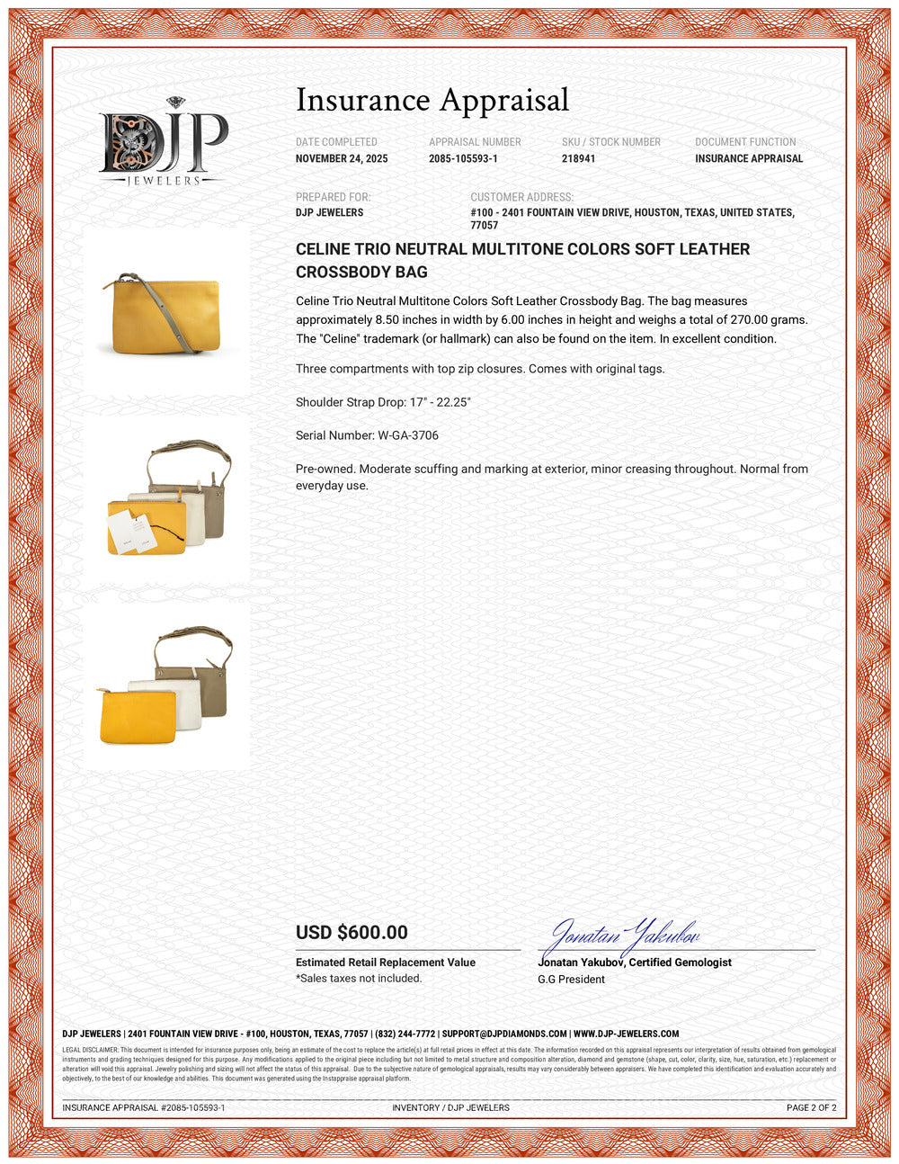 Celine Trio Neutral Multitone Colors Soft Leather Crossbody Bag