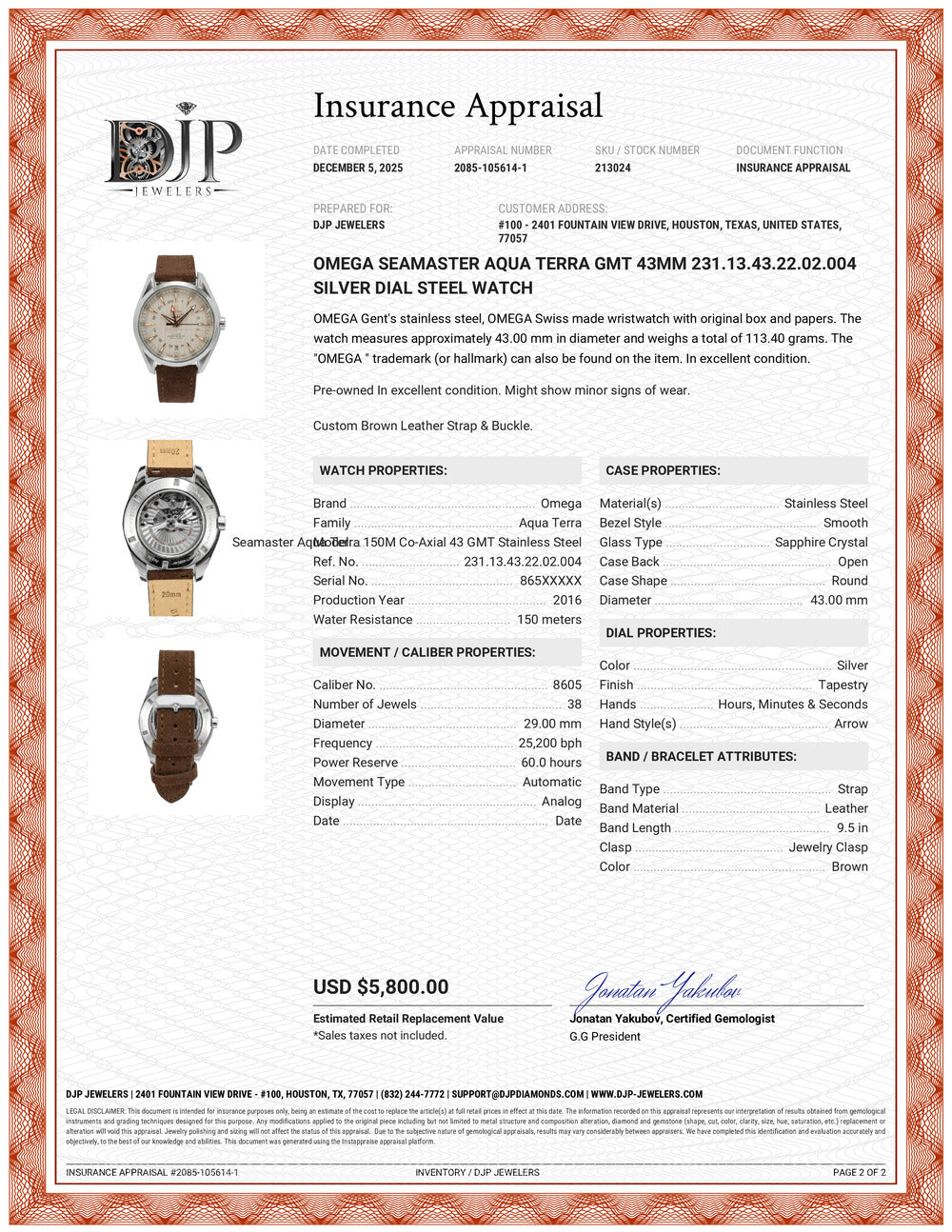 Omega Seamaster Aqua Terra Gmt 43MM 231.13.43.22.02.004 Silver Dial Steel Watch