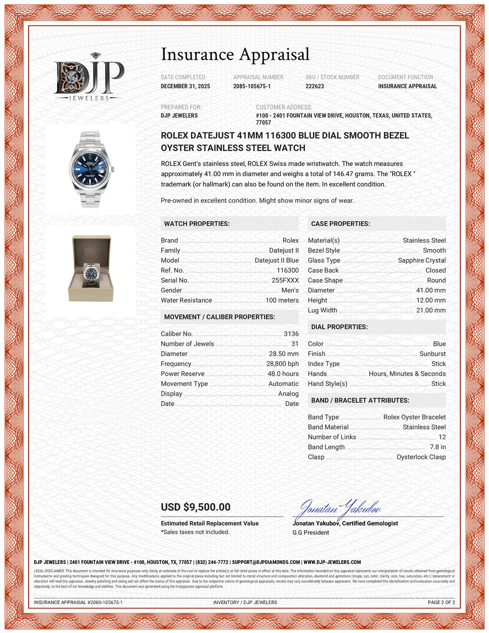 Rolex Datejust 41MM 116300 Blue Dial Smooth Bezel Oyster Stainless Steel Watch