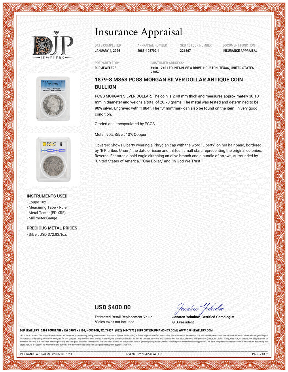 1879-S MS63 Pcgs Morgan Silver Dollar Antique Coin Bullion