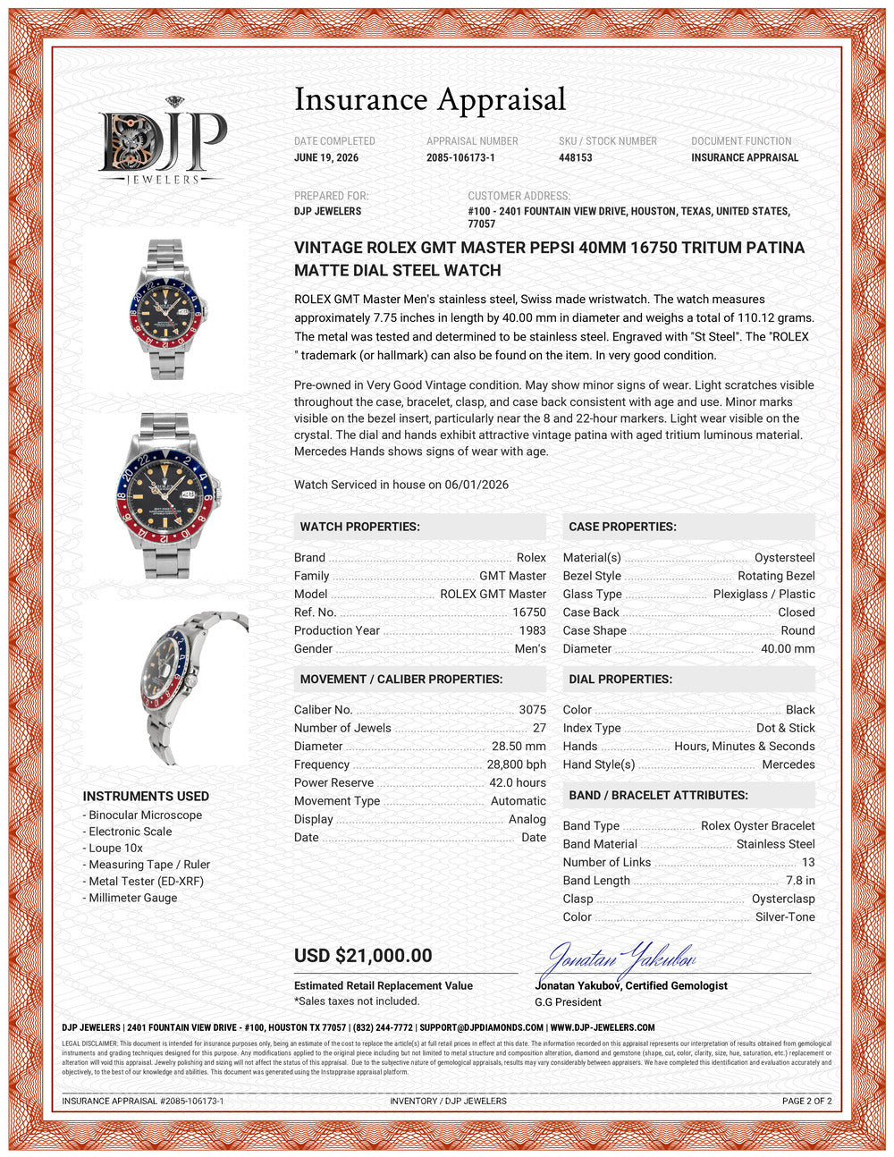 Vintage Rolex Gmt Master Pepsi 40MM 16750 Tritum Patina Matte Dial Steel Watch