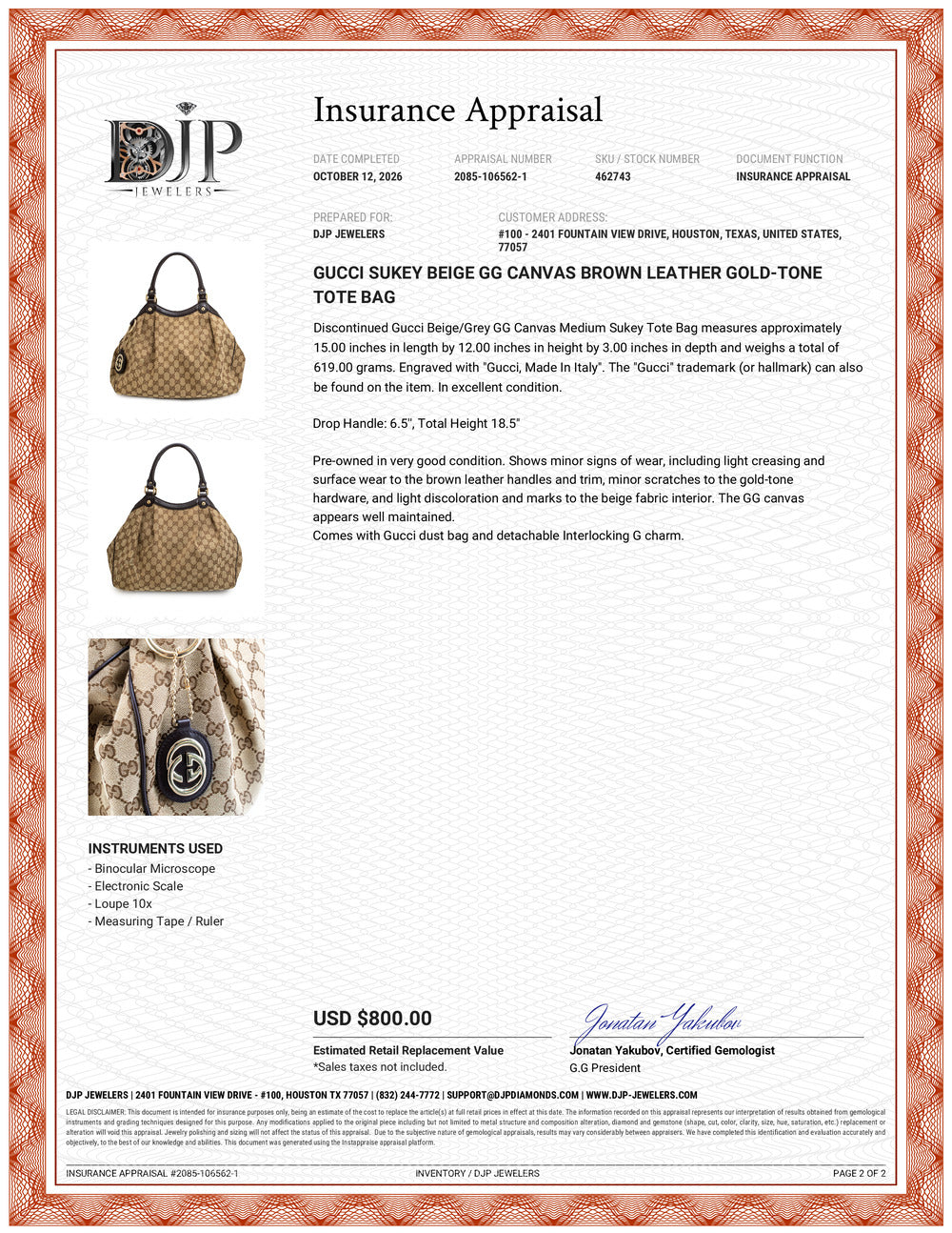 Gucci Sukey Beige Gg Canvas Brown Leather Gold-Tone Tote Bag