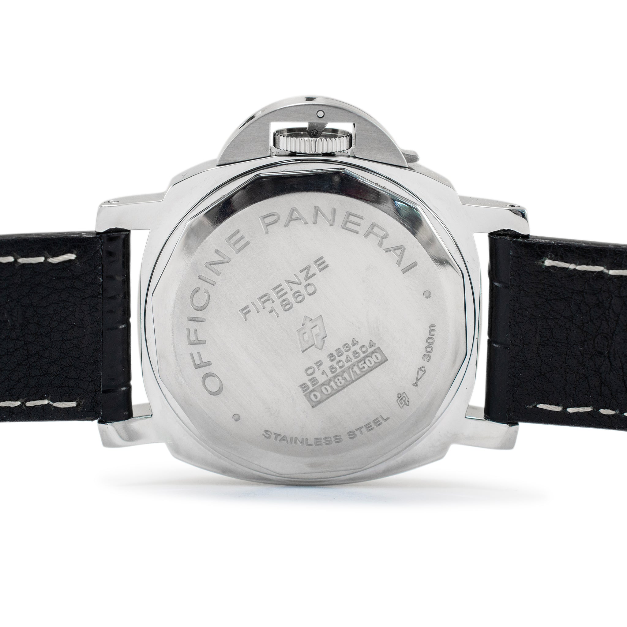 Panerai Luminor Base Logo 44MM OP6834 Black Leather Strap Steel Watch