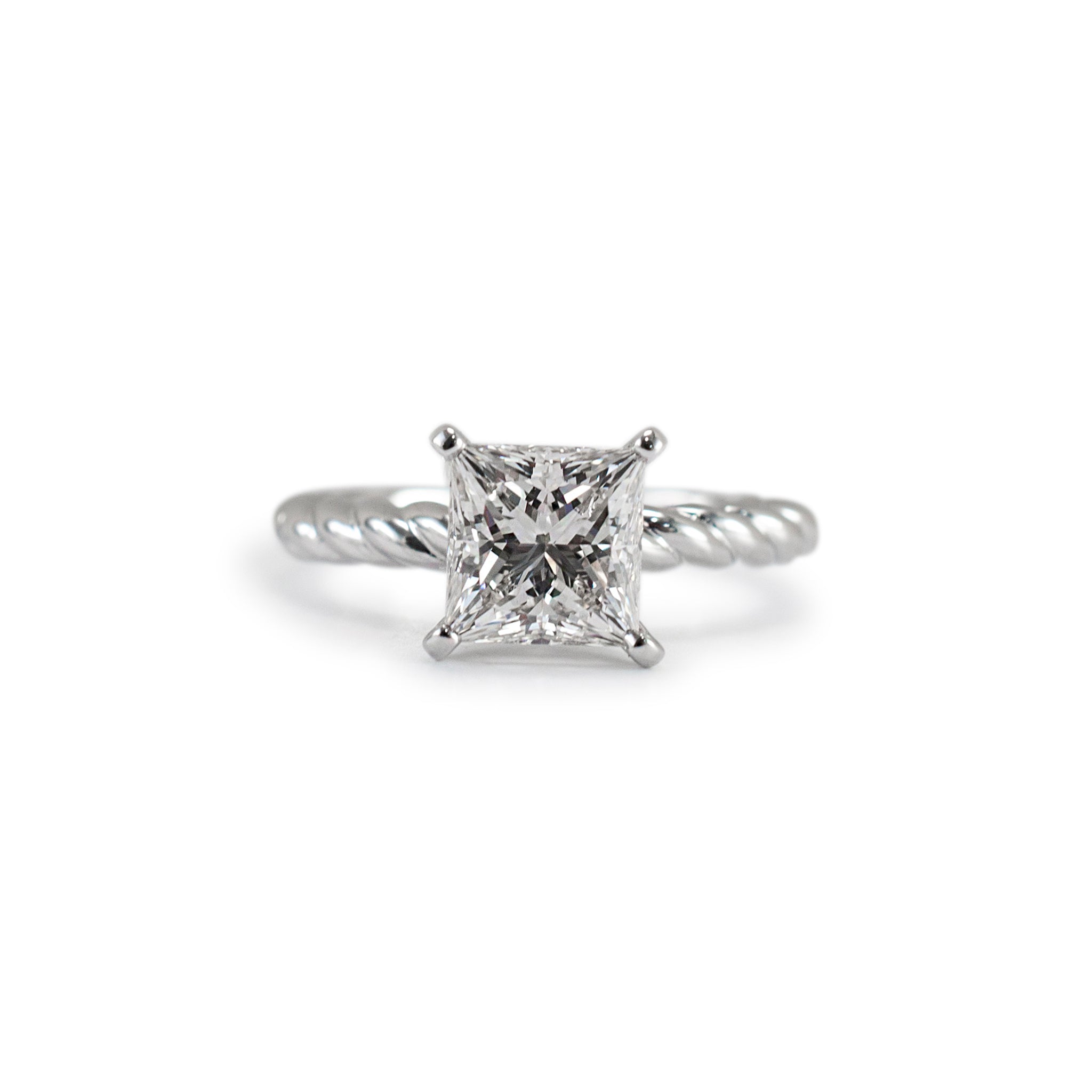 14K White Gold 1.50ct Princess Cut Lab Grown Diamond Solitaire Engagement Ring
