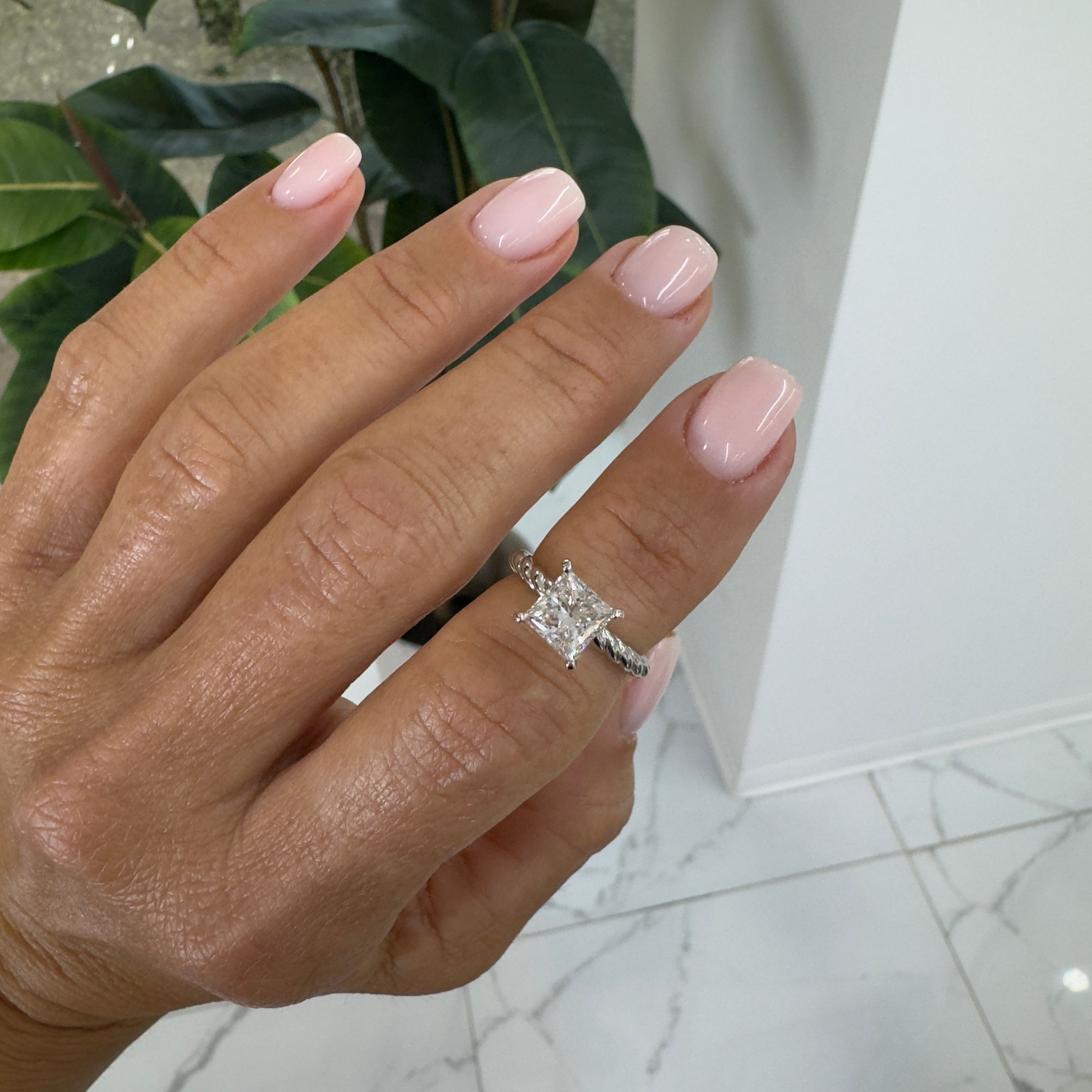 14K White Gold 1.50ct Princess Cut Lab Grown Diamond Solitaire Engagement Ring