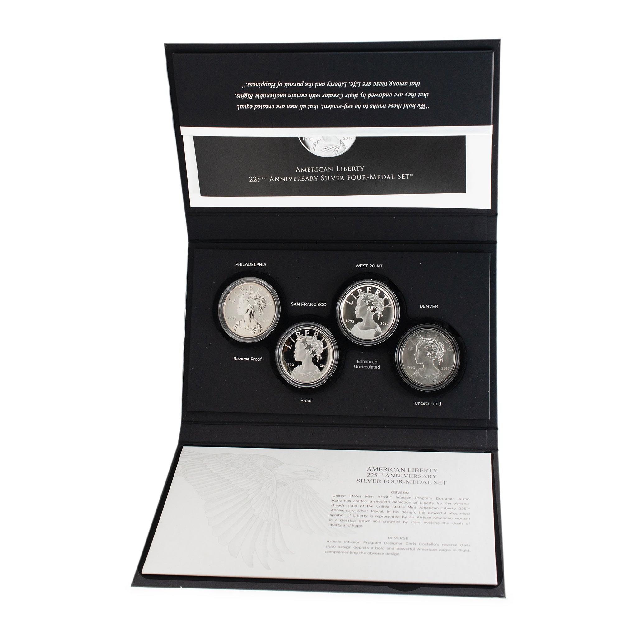 United States Mint 225th Anniversary Silver Proof Set Four Medal Coin Set