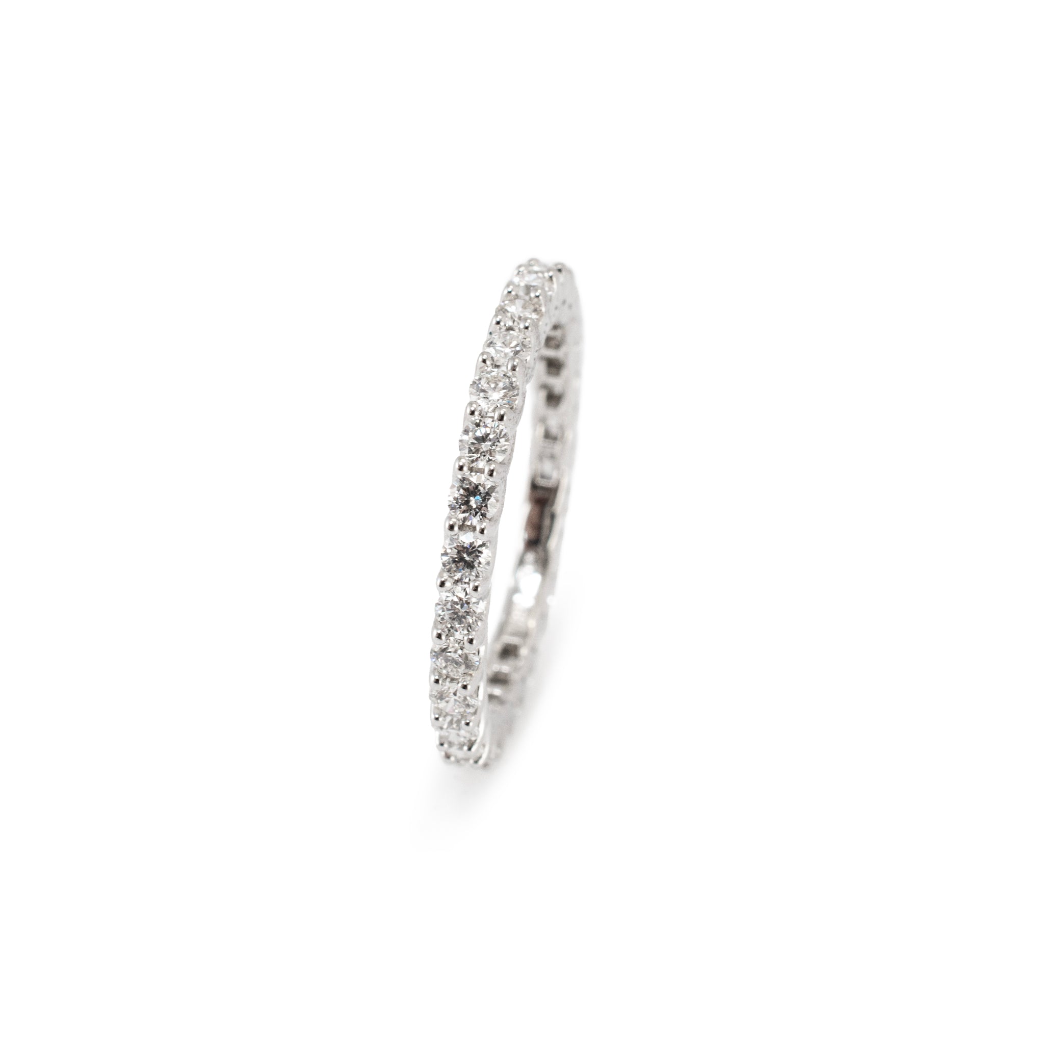 Ladies 18K White Gold U Prong Set 0.90ct Diamond Full Eternity Wedding Band Ring
