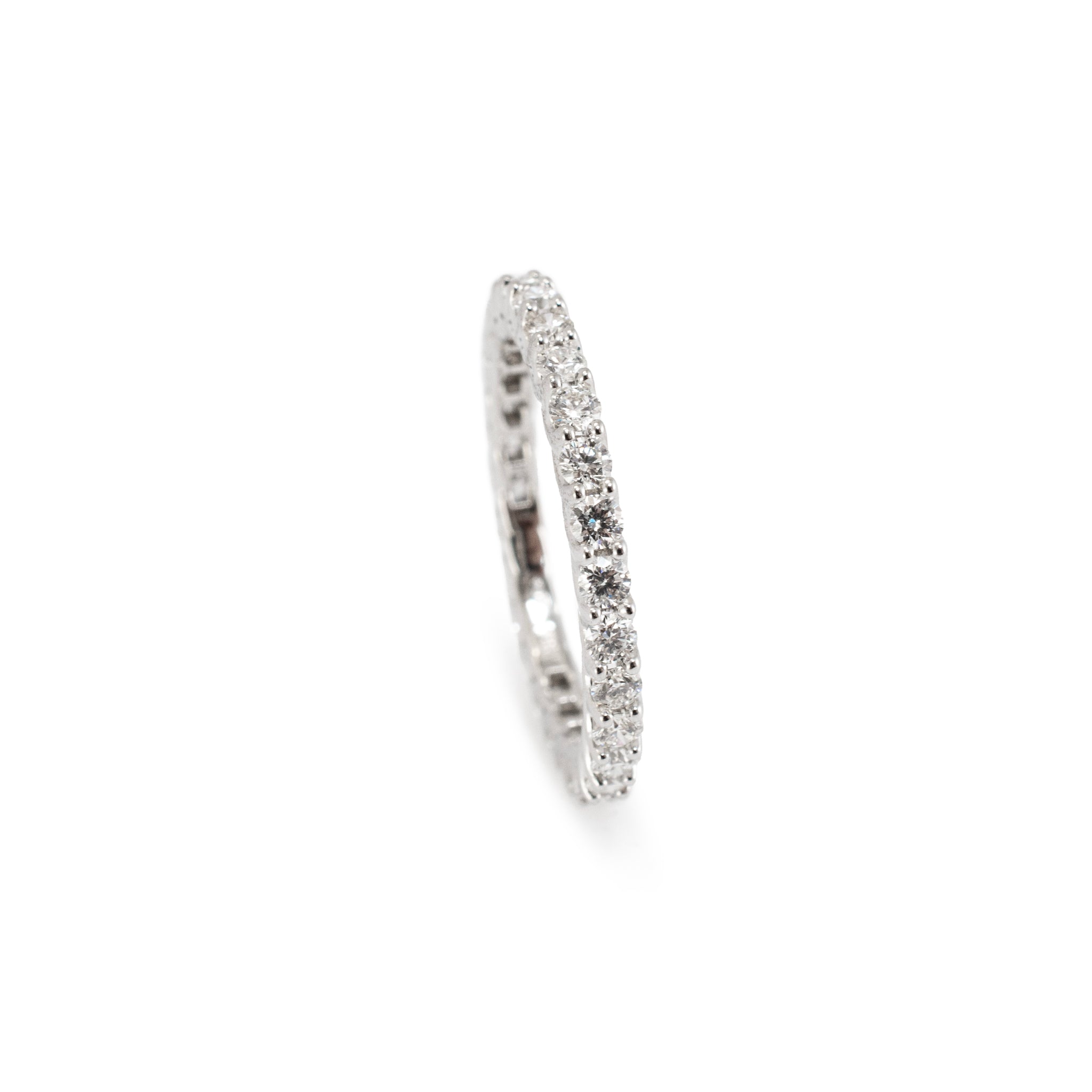 Ladies 18K White Gold U Prong Set 0.90ct Diamond Full Eternity Wedding Band Ring
