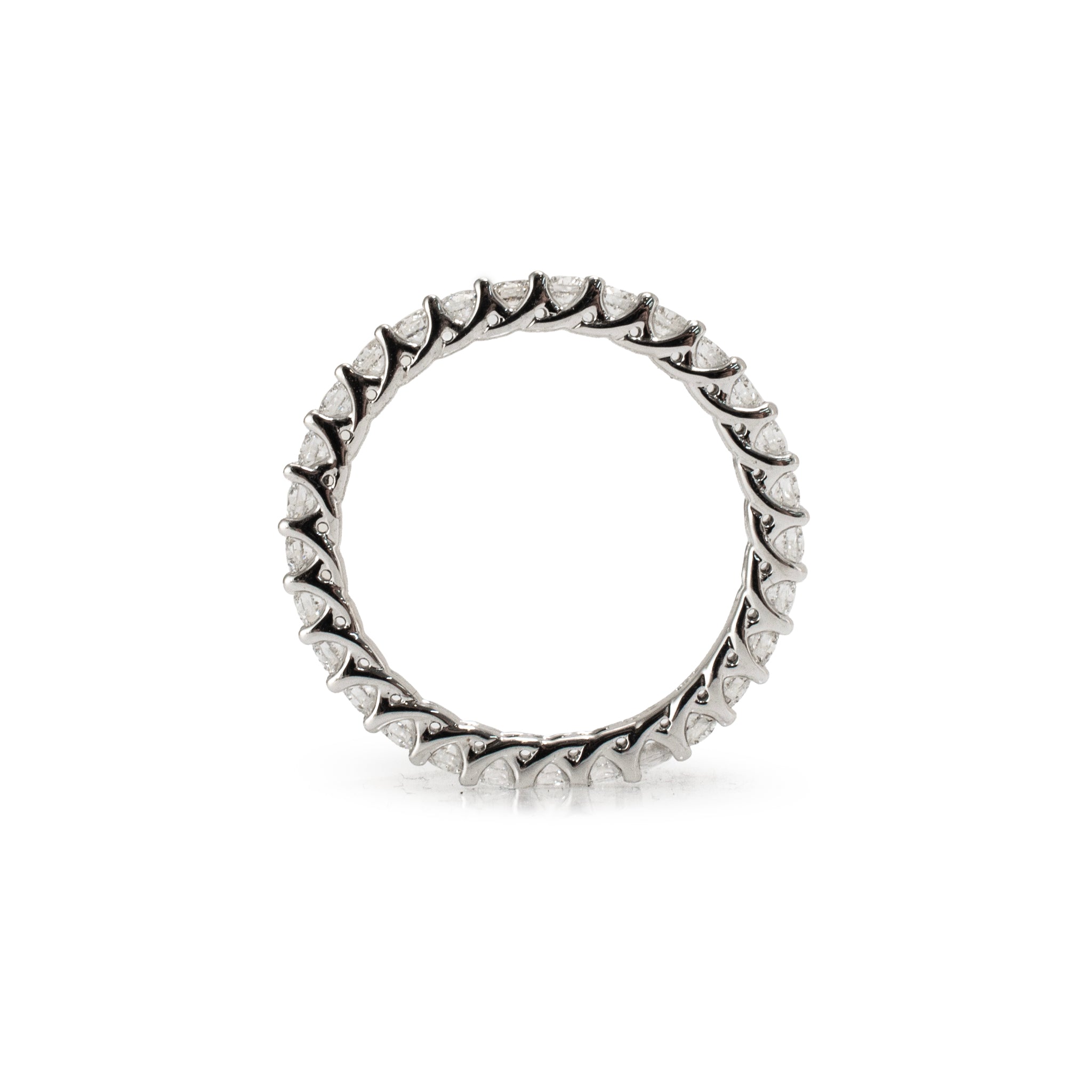 Ladies 18K White Gold U Prong Set 0.90ct Diamond Full Eternity Wedding Band Ring