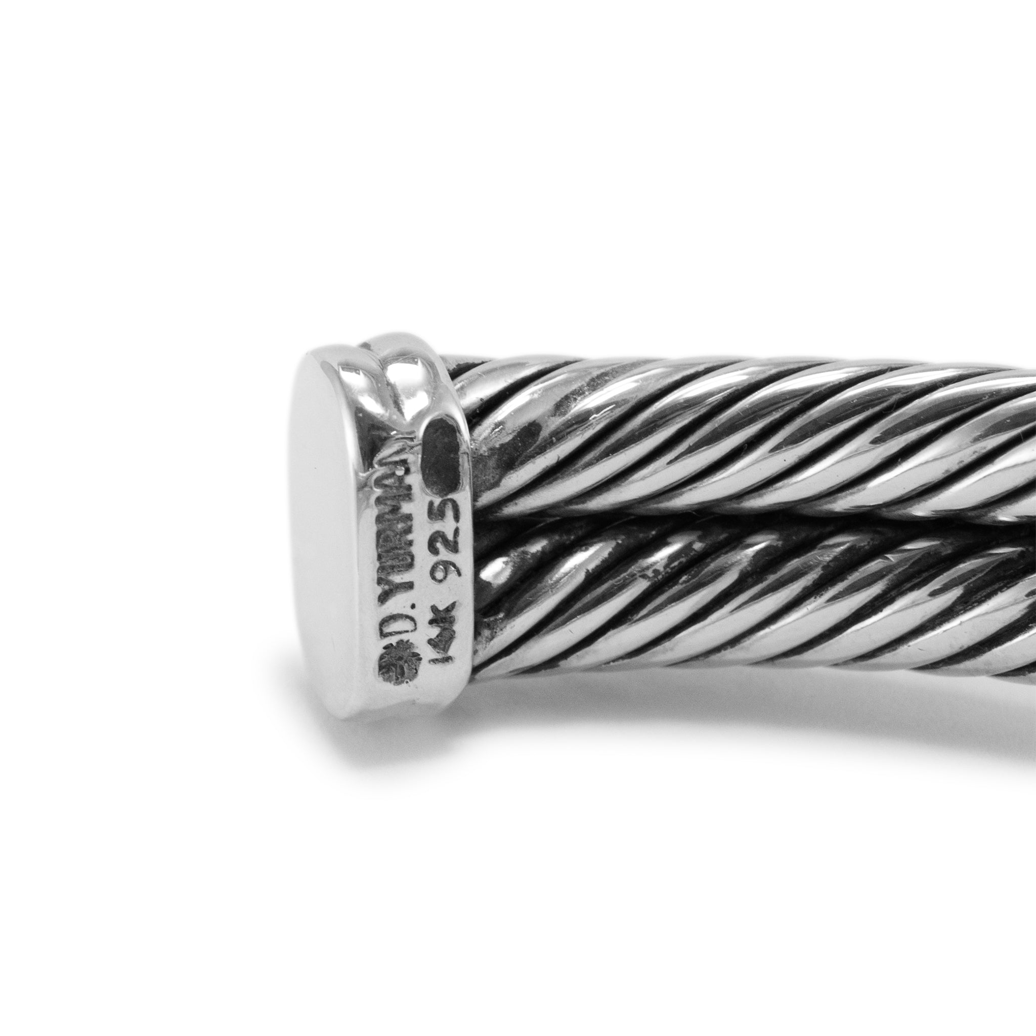 David Yurman Sterling Silver & 14K Gold Double Cable X Cuff Bangle Bracelet