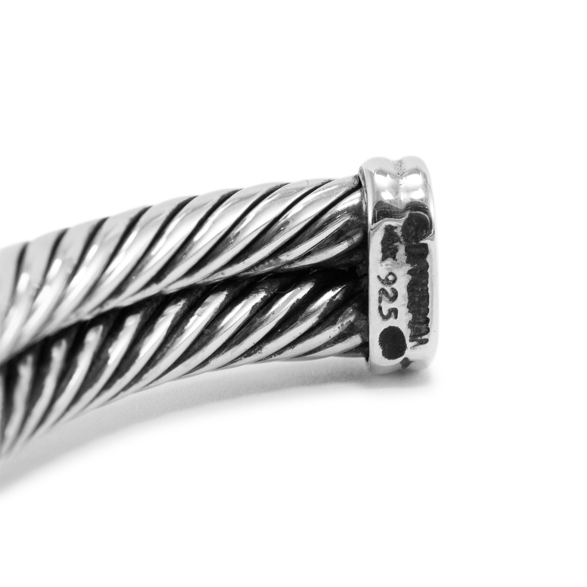 David Yurman Sterling Silver & 14K Gold Double Cable X Cuff Bangle Bracelet