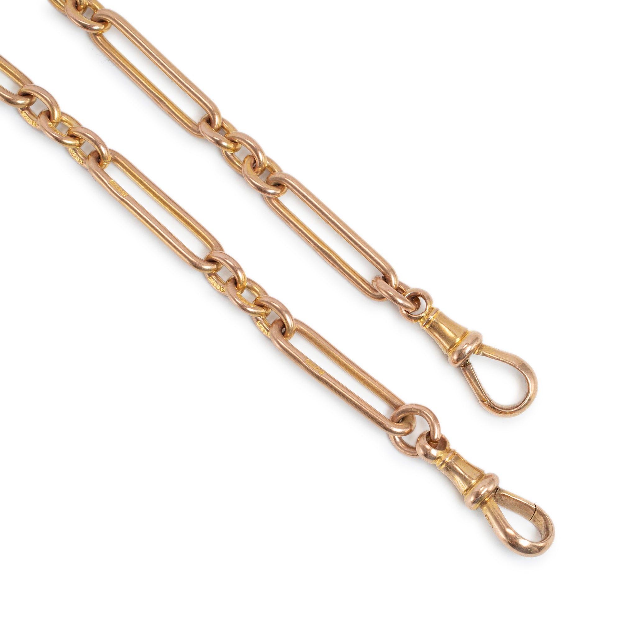 Antique Victorian 9K 375 Gold Watch Chain Paper Clip Link Necklace