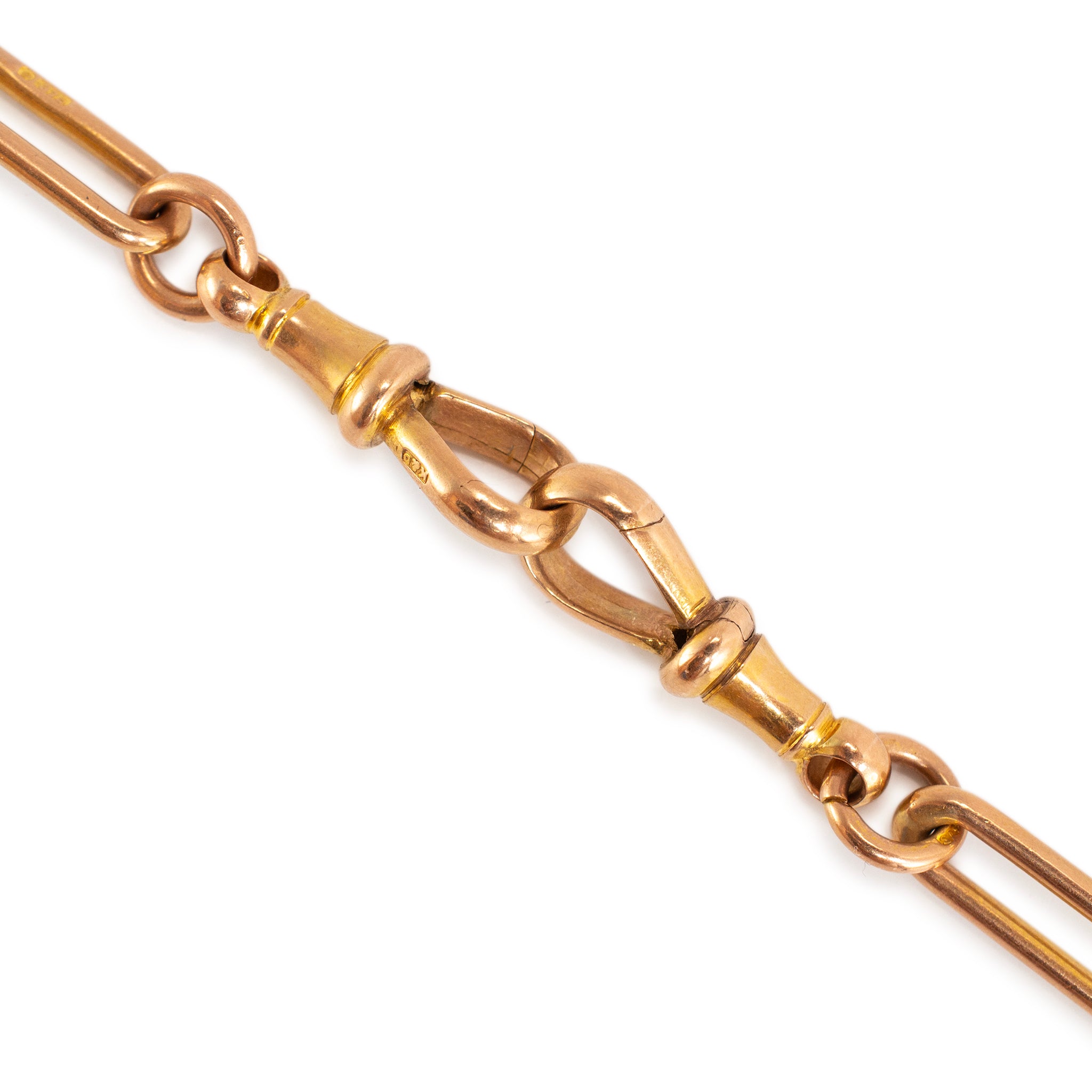Antique Victorian 9K 375 Gold Watch Chain Paper Clip Link Necklace