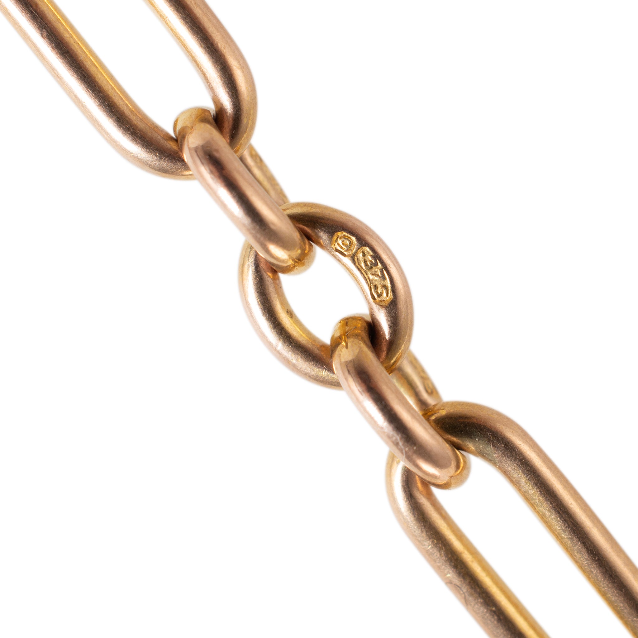 Antique Victorian 9K 375 Gold Watch Chain Paper Clip Link Necklace