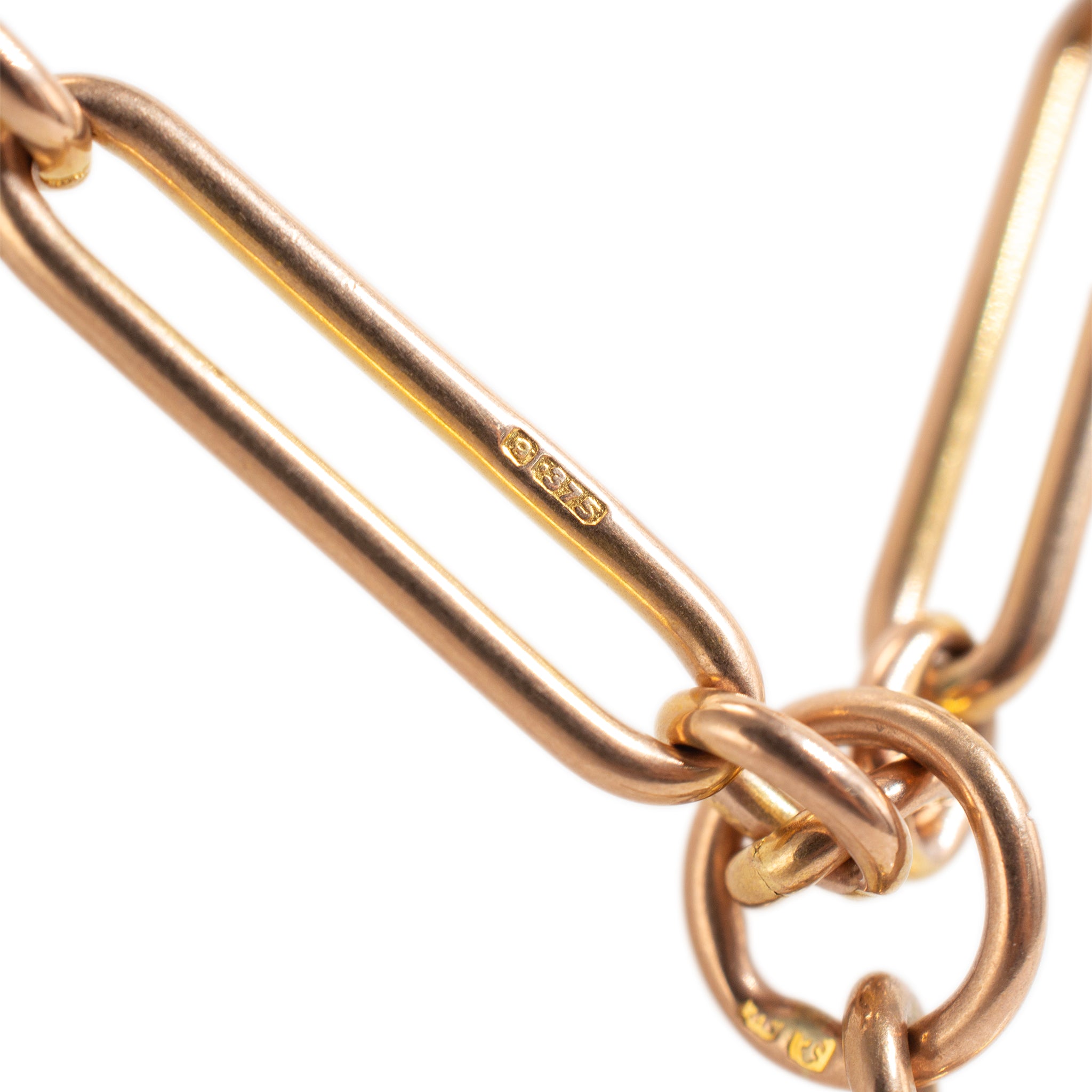 Antique Victorian 9K 375 Gold Watch Chain Paper Clip Link Necklace