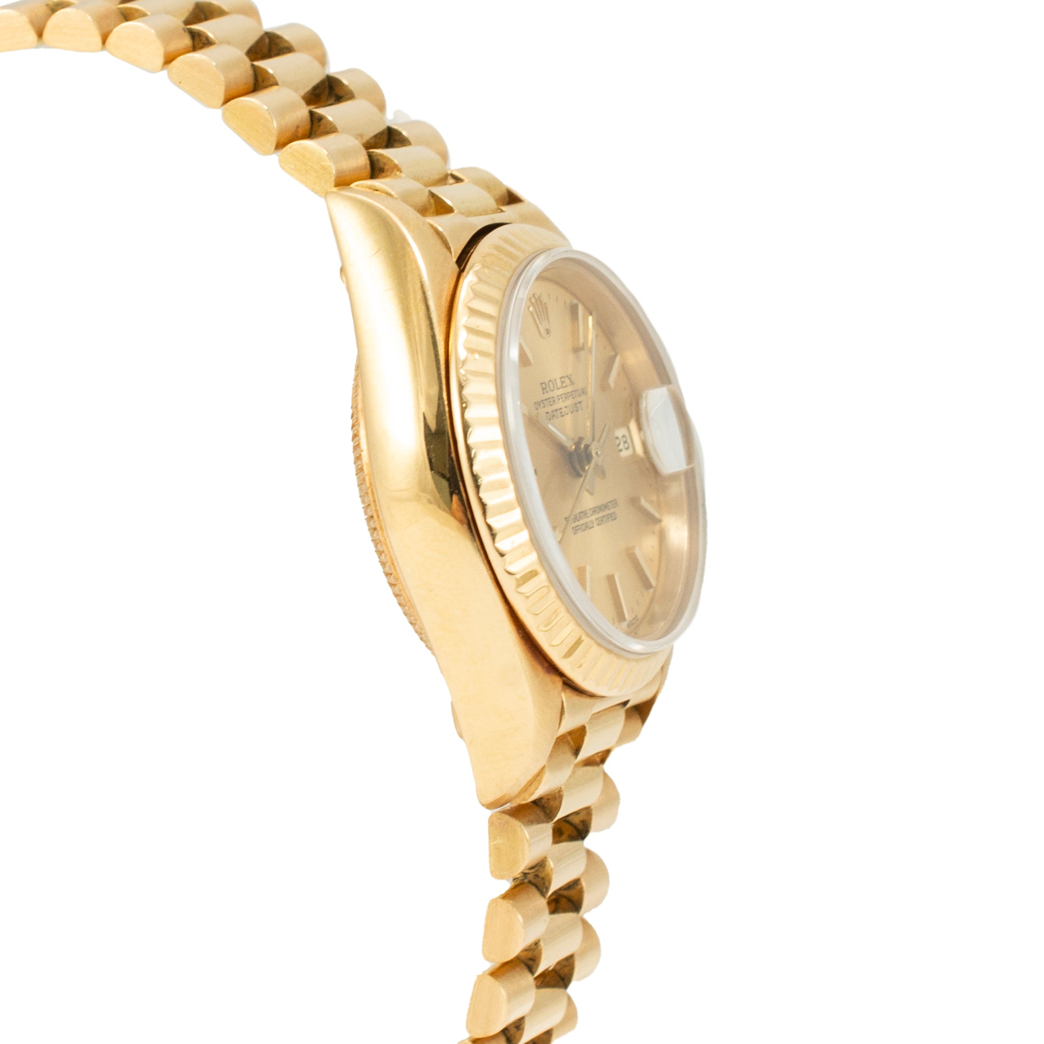 1983 Rolex Ladies Datejust 26MM 69178 Champagne President 18K Yellow Gold Watch
