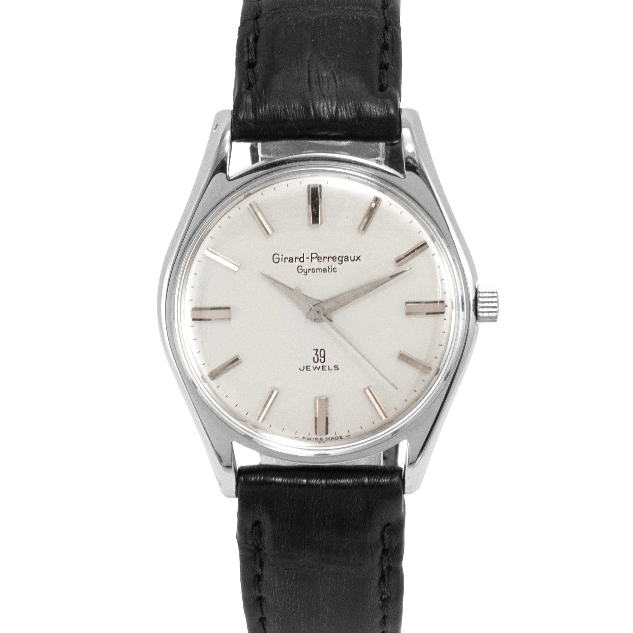Vintage 1960’s Girard-Perregaux Gyromatic 34MM 39 Jewels Steel Automatic Watch