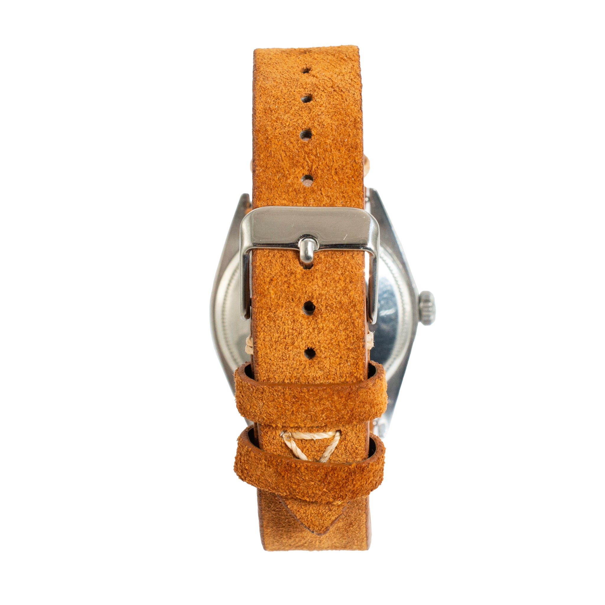 Vintage 1969 Rolex Oyster Perpetual Date 34MM 1500 Brown Leather Steel Watch