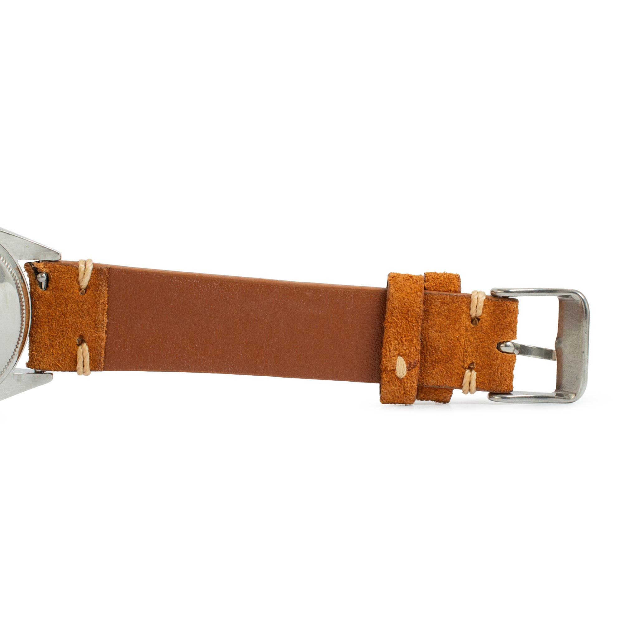 Vintage 1969 Rolex Oyster Perpetual Date 34MM 1500 Brown Leather Steel Watch