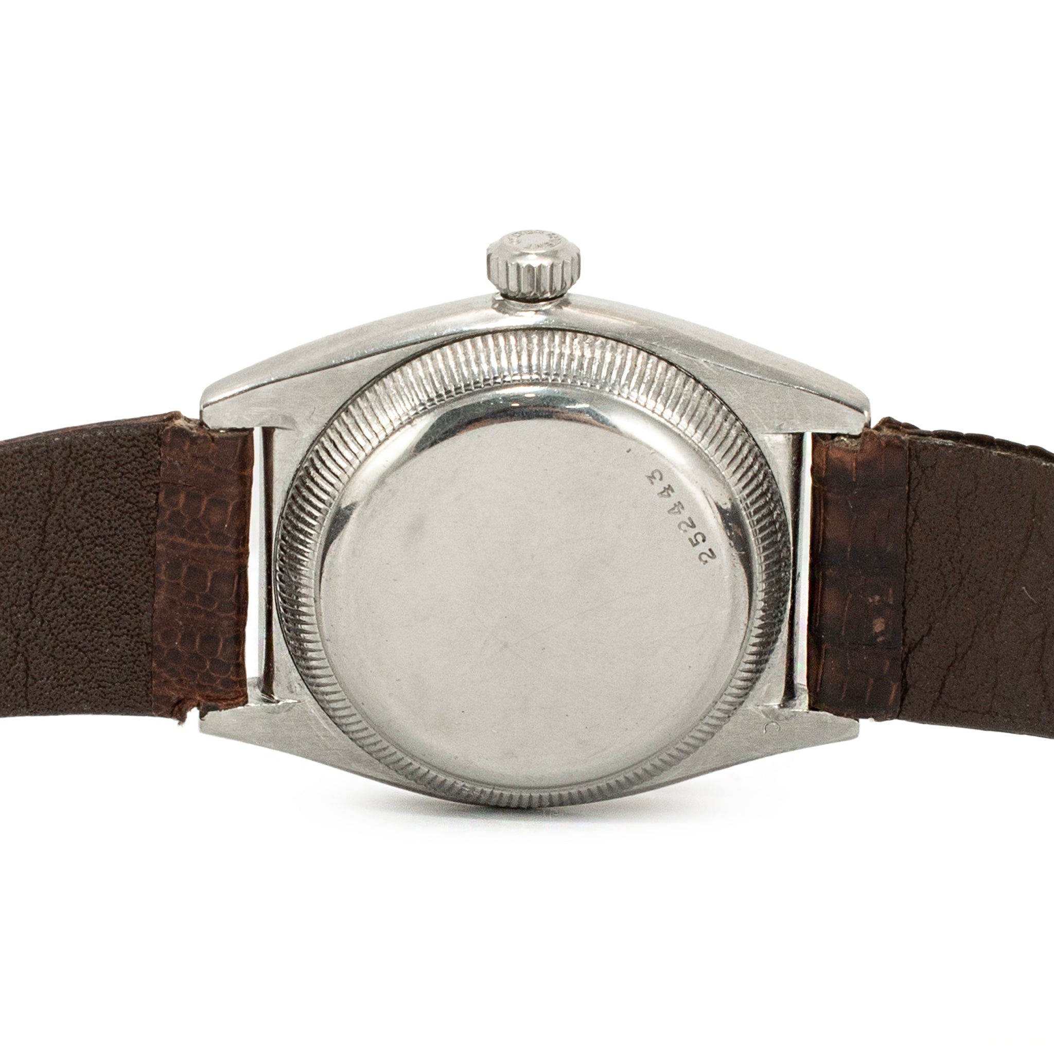 Vintage Rolex Oyster Perpetual 32MM 3372 Brown Bubble Back Steel Automatic Watch