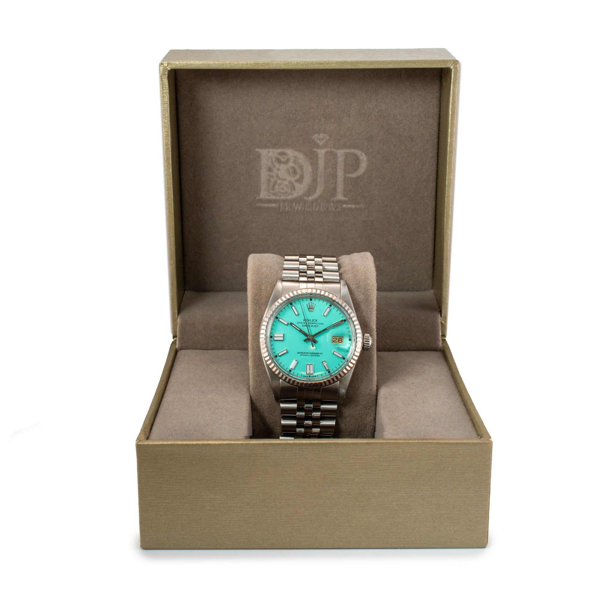 Rolex Datejust 36MM 16014 Turquoise Dial Jubilee Stainless Steel Watch