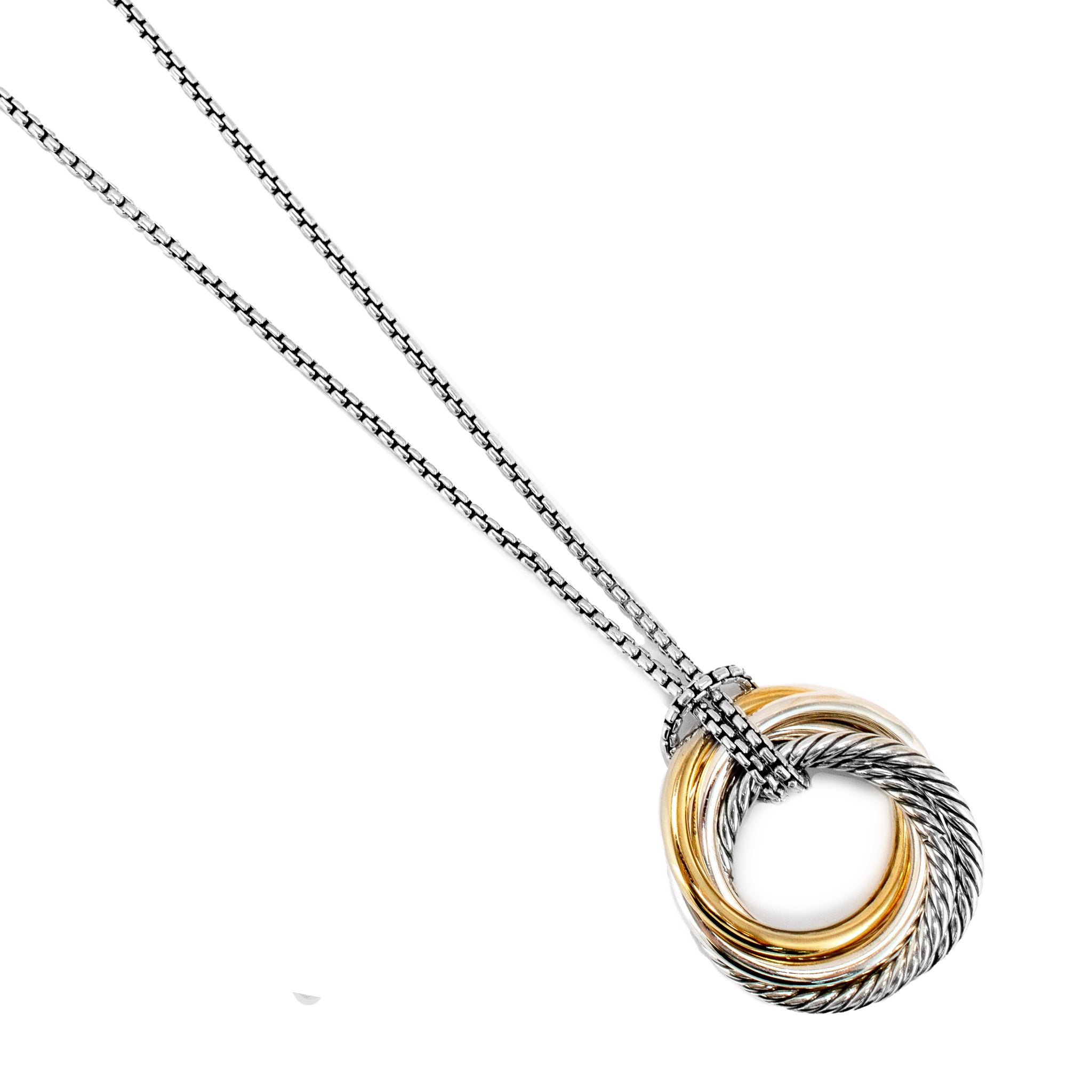 David Yurman Sterling Silver & 14K Gold 37MM Crossover Two Tone Pendant Necklace