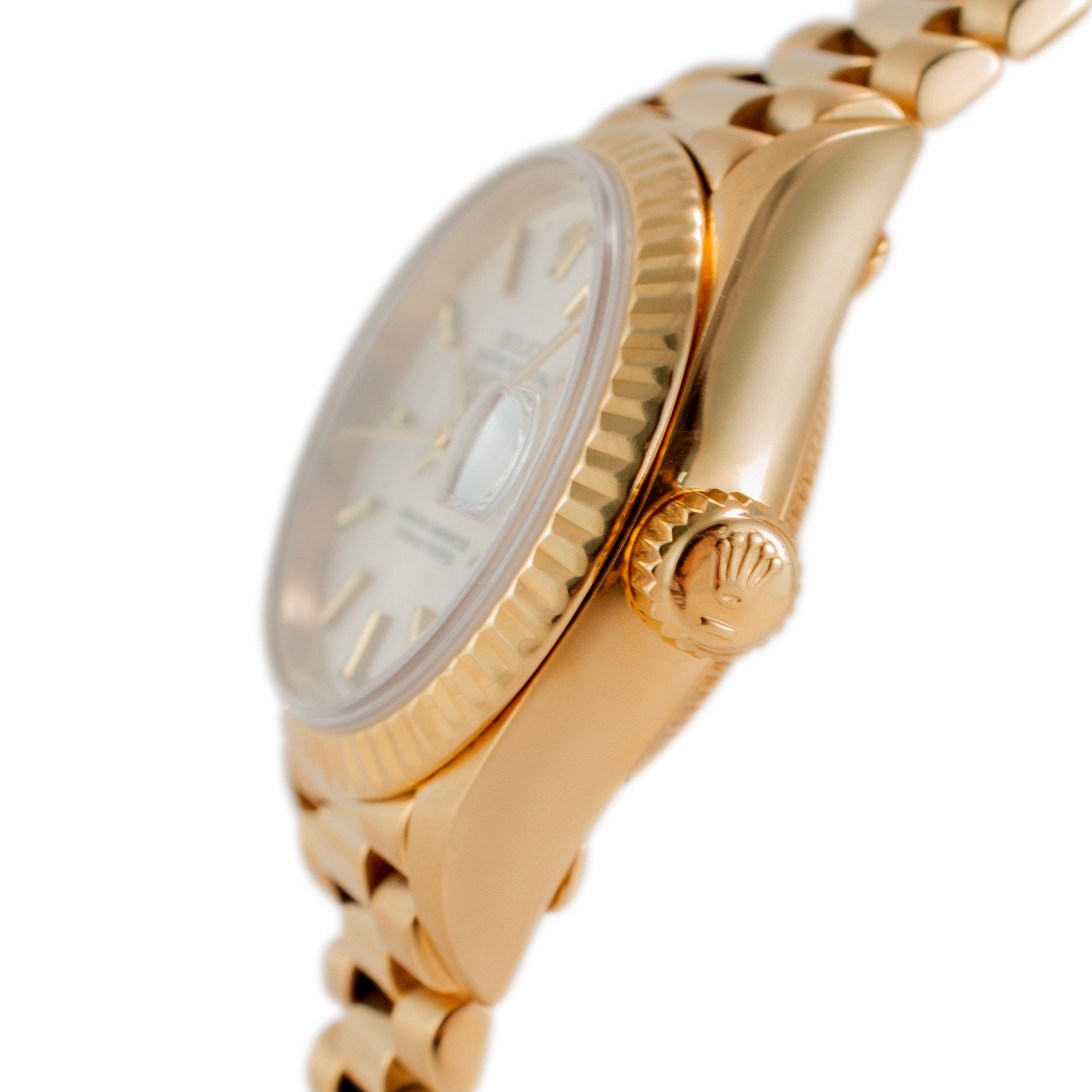1988 Rolex Datejust 26MM 69178 Silver Dial President 18K Yellow Gold Watch