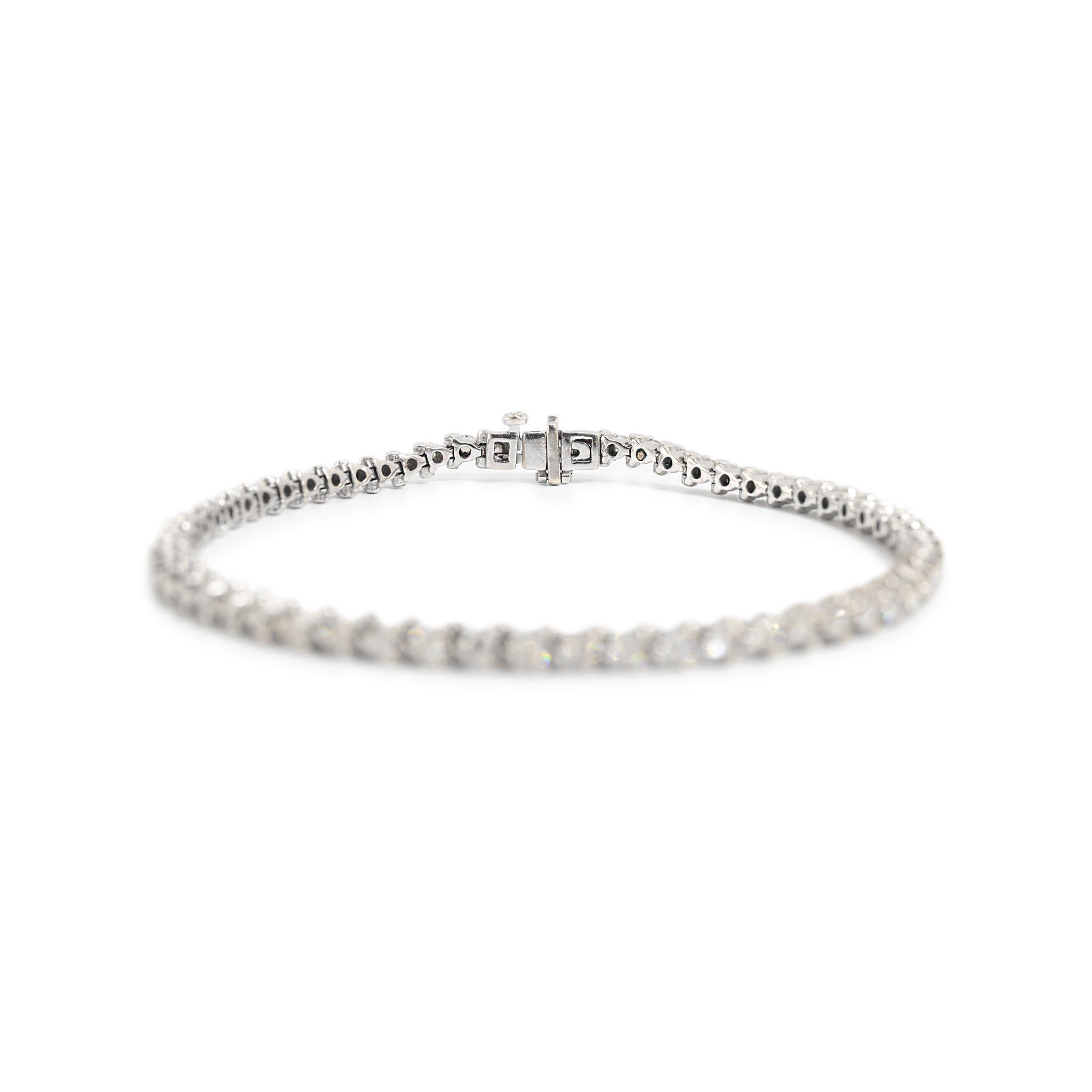 Ladies 14K White Gold 3-Prong 2.28ct Diamond Tennis Bracelet