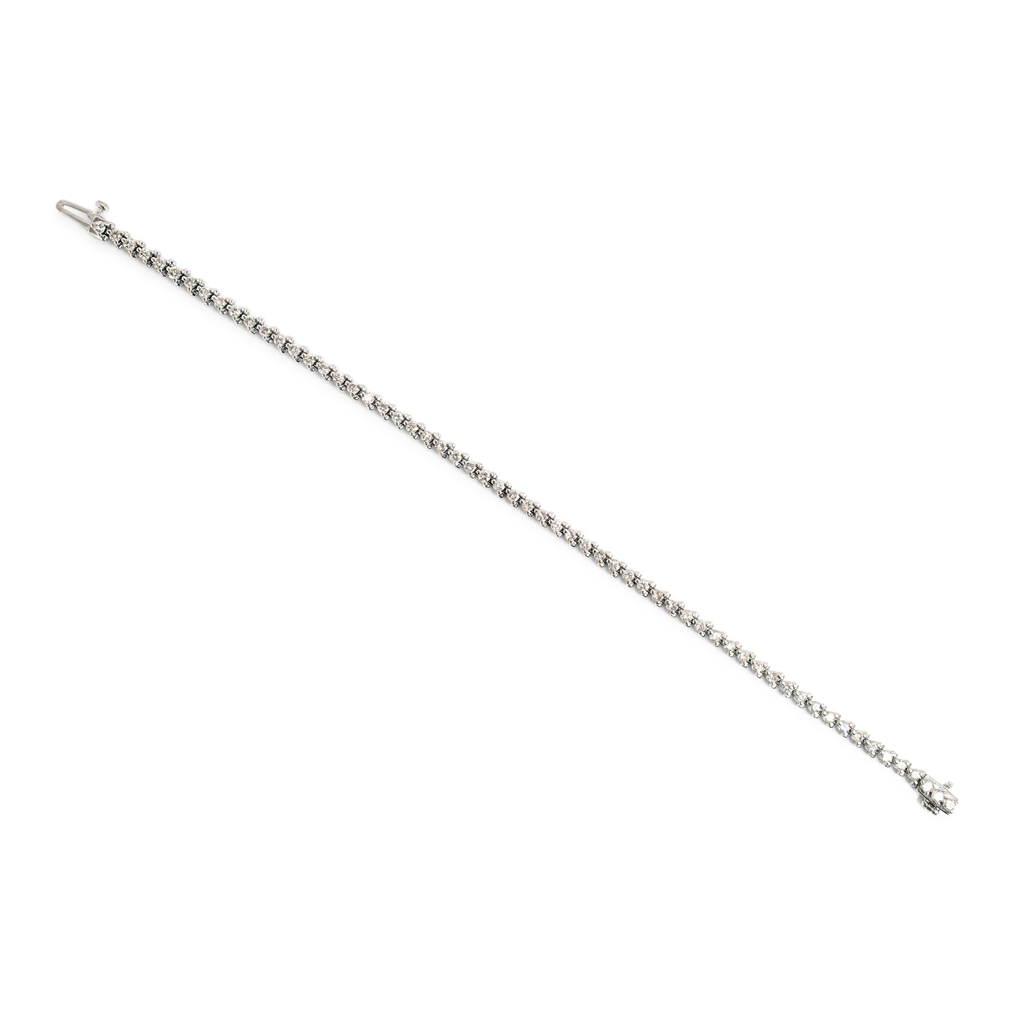 Ladies 14K White Gold 3-Prong 2.28ct Diamond Tennis Bracelet