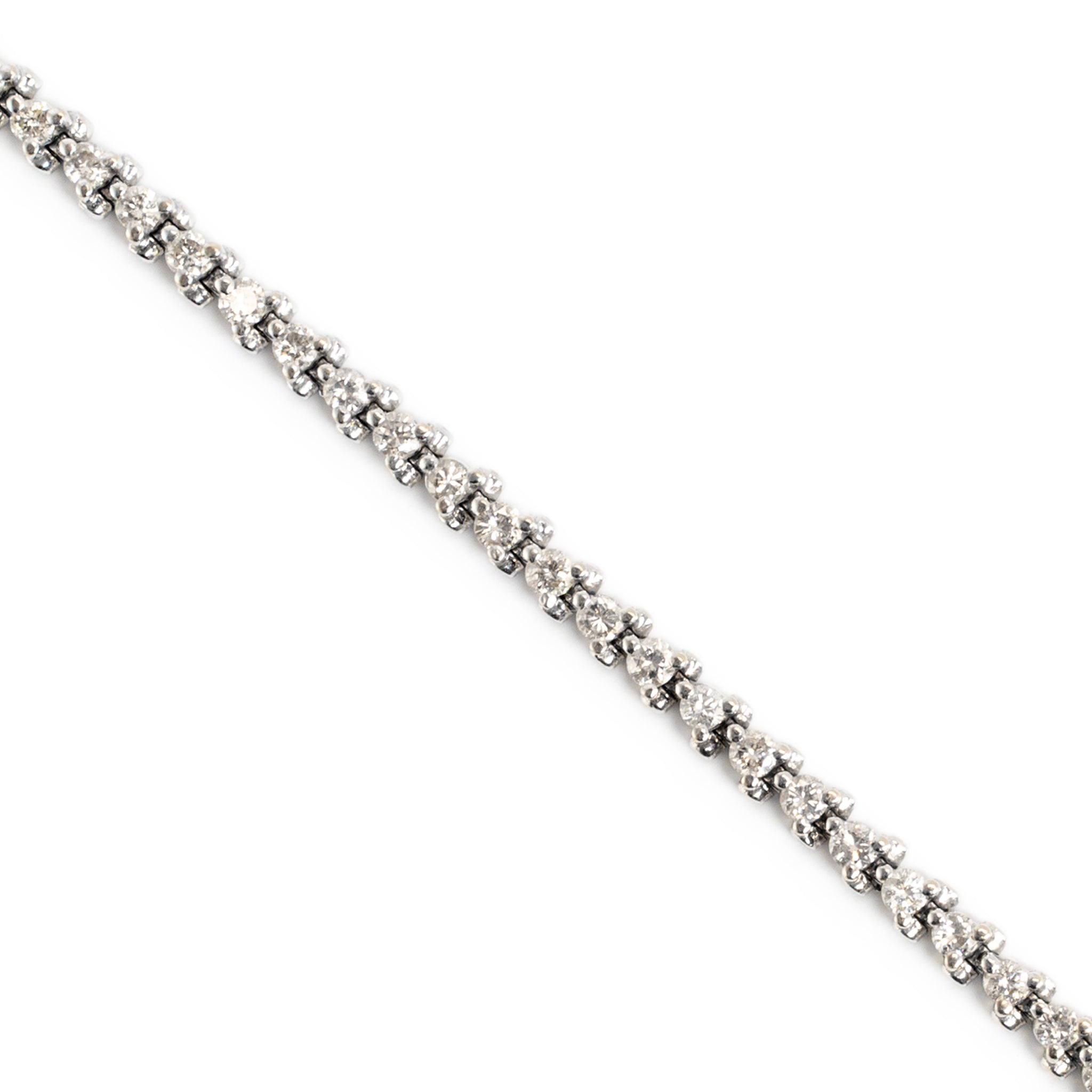 Ladies 14K White Gold 3-Prong 2.28ct Diamond Tennis Bracelet