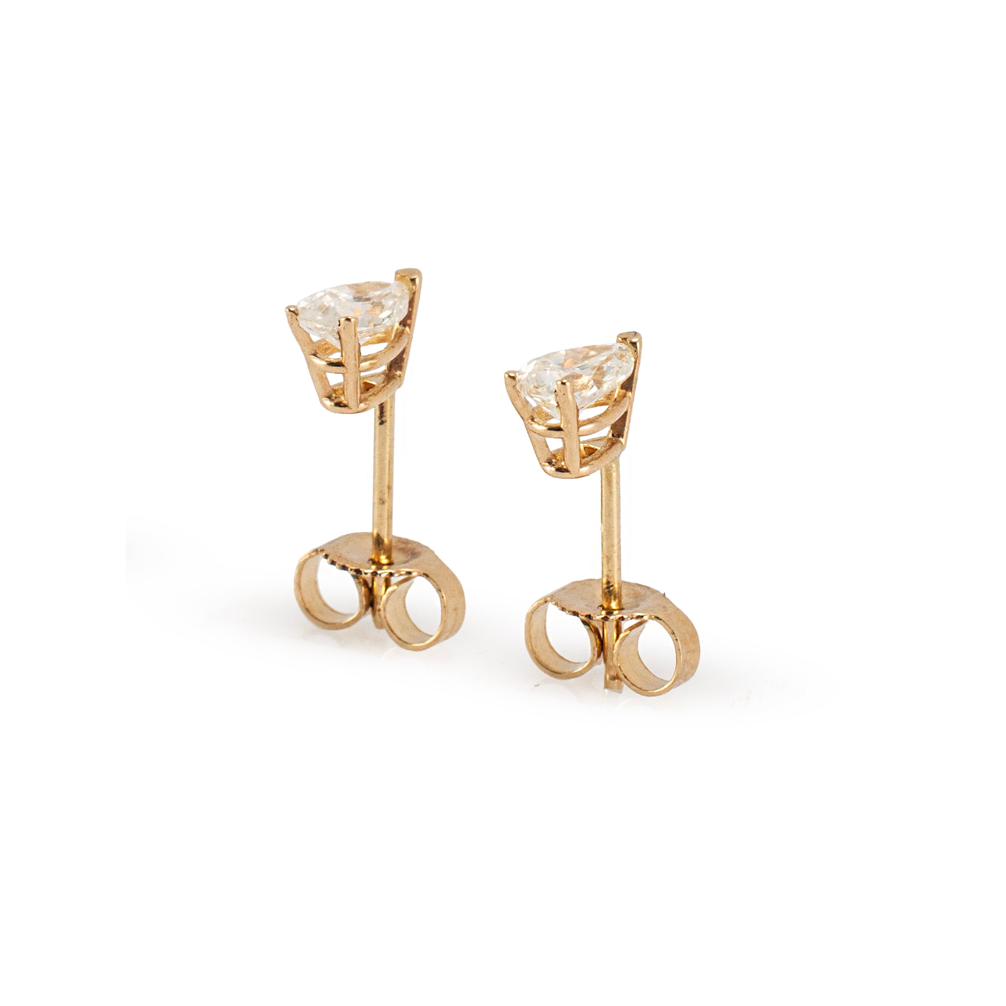 Ladies 14K Yellow Gold 0.44ct Pear Shape Diamond Stud Earrings