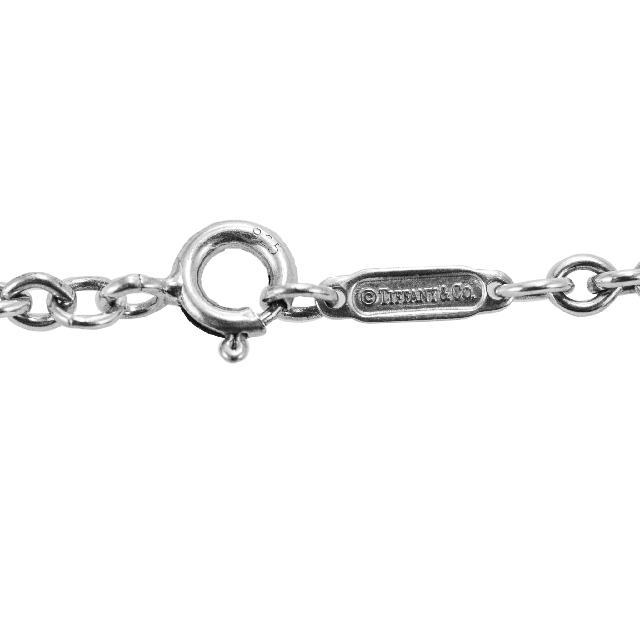 Ladies Tiffany & Co. 925 Sterling Silver Clover Trefoil Key Pendant Necklace