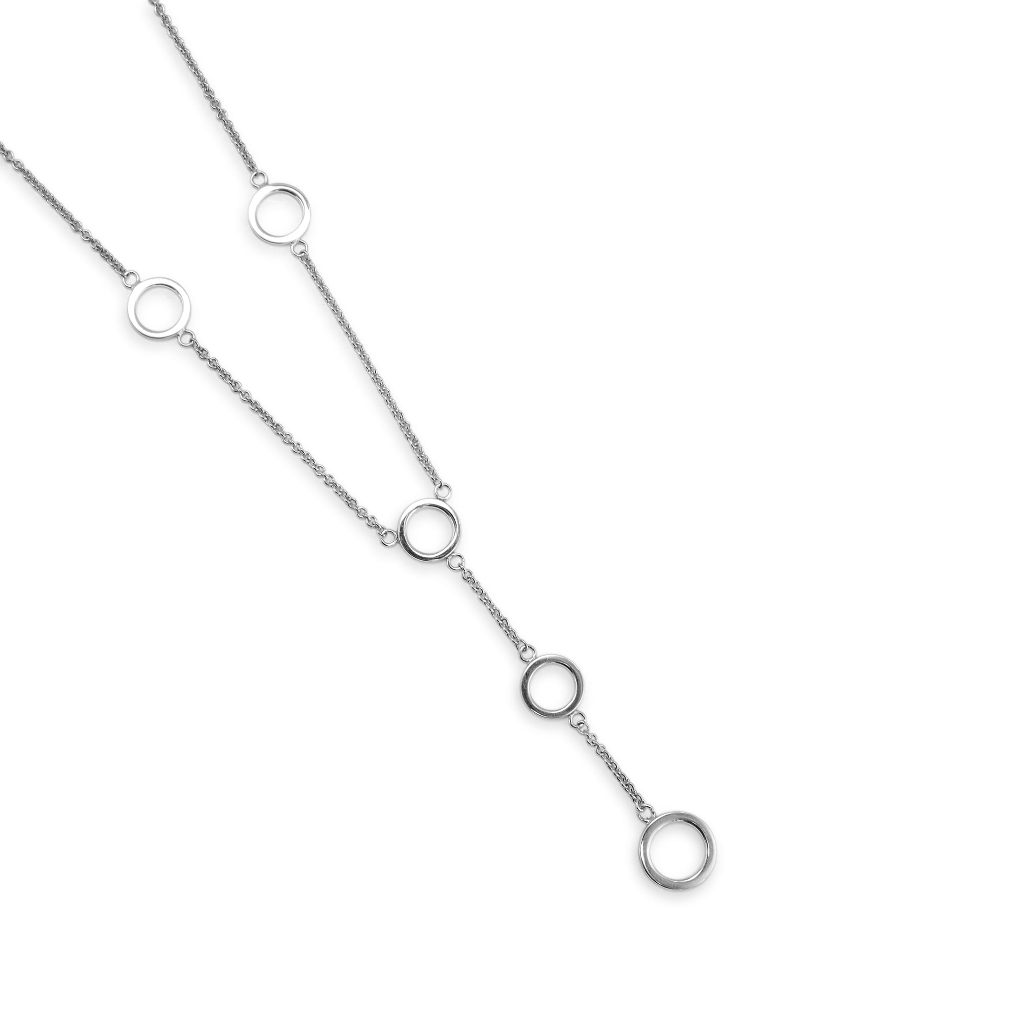 Tiffany & Co. 925 Sterling Silver Multi Circles Lariat Station Necklace