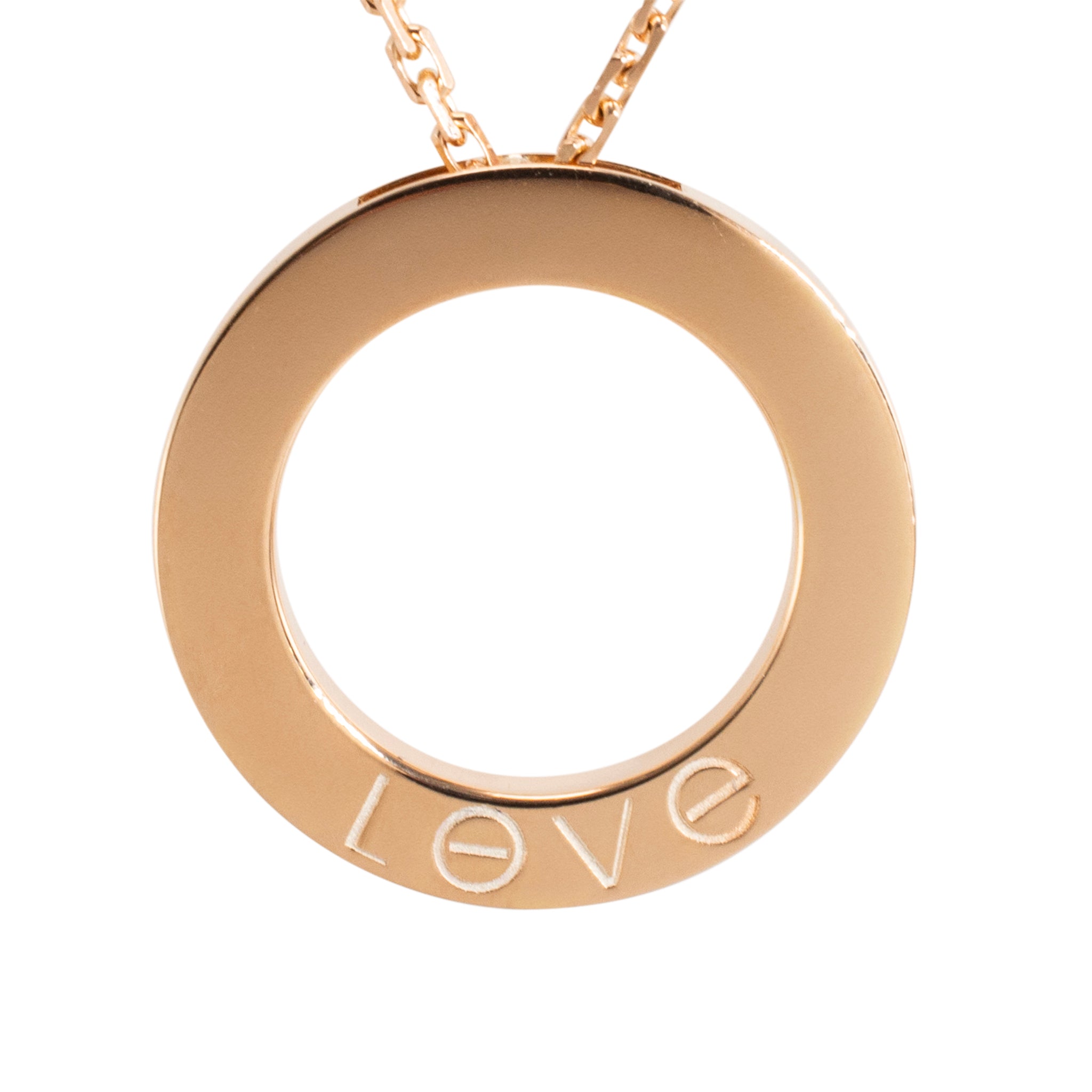 Cartier 18K Rose Gold Love Pendant 3 Diamonds Necklace