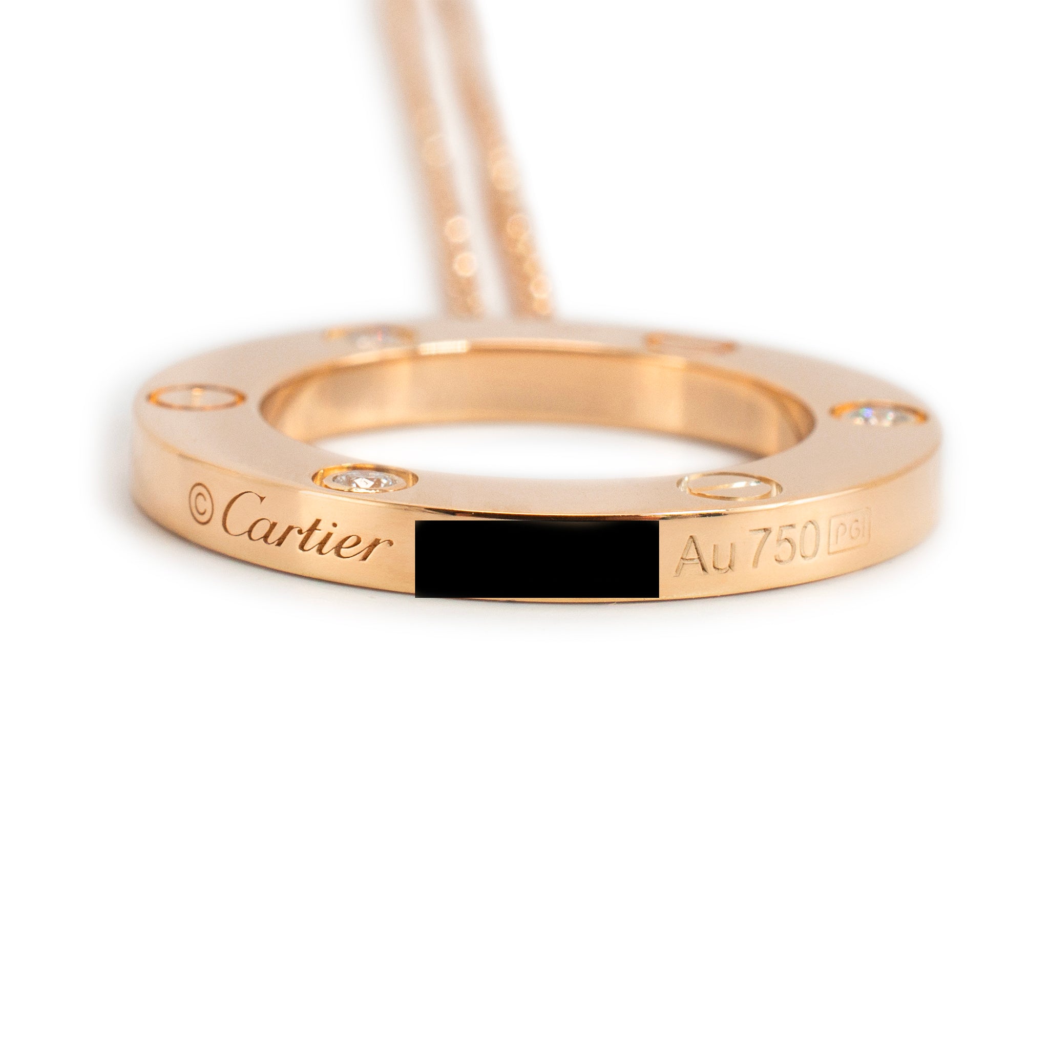 Cartier 18K Rose Gold Love Pendant 3 Diamonds Necklace