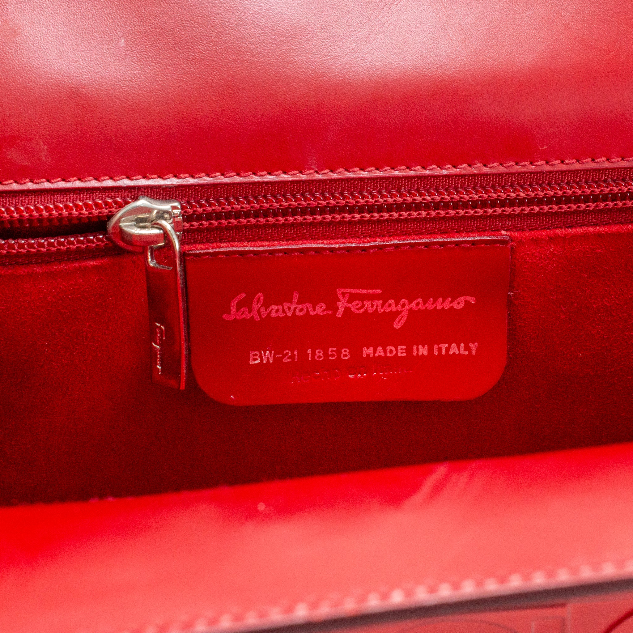 Vintage Salvatore Ferragamo Gancini Bw-21 1858 Red Leather Top Handle Handbag