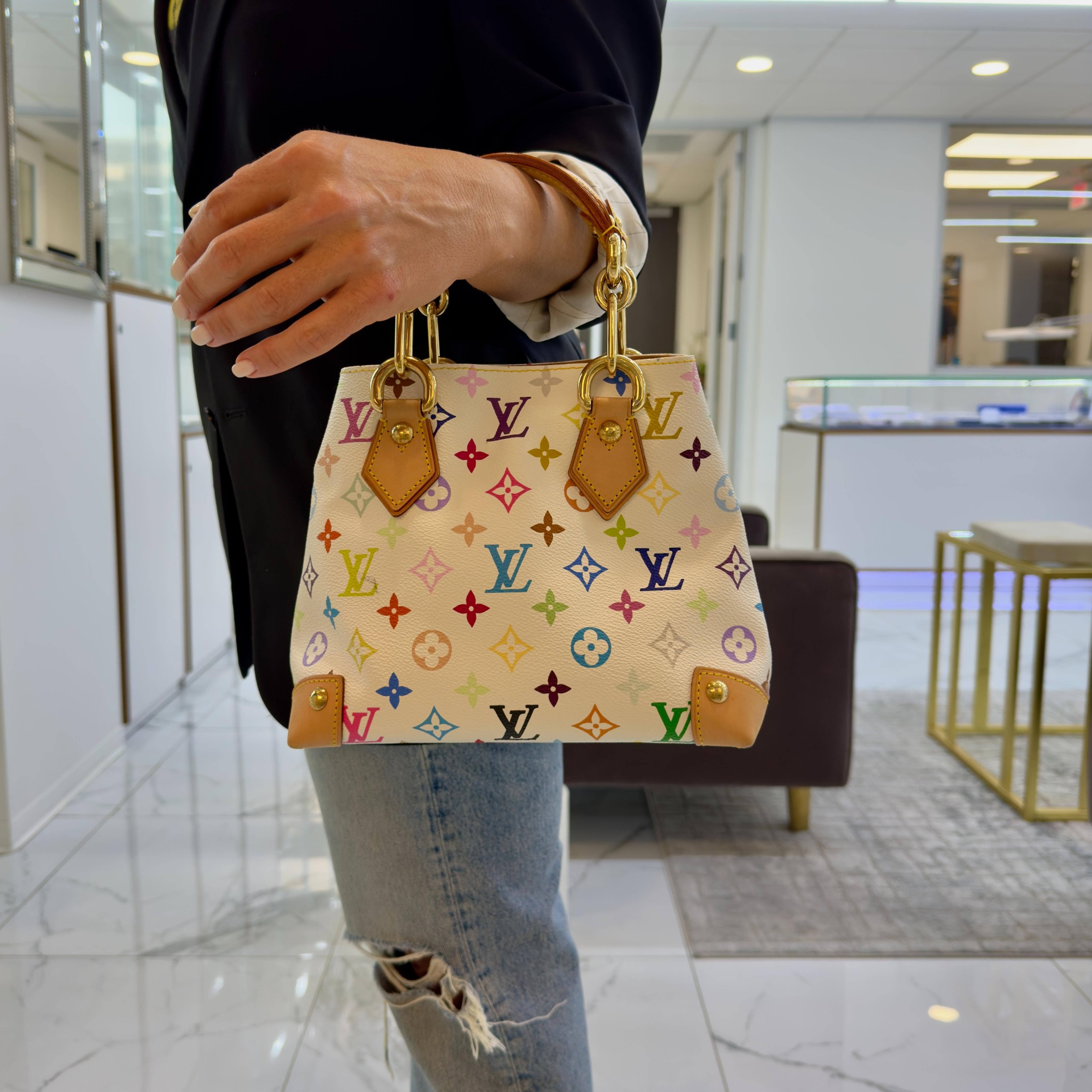 Vintage Louis Vuitton Monogram Multicolor Audra M40047 White Handbag