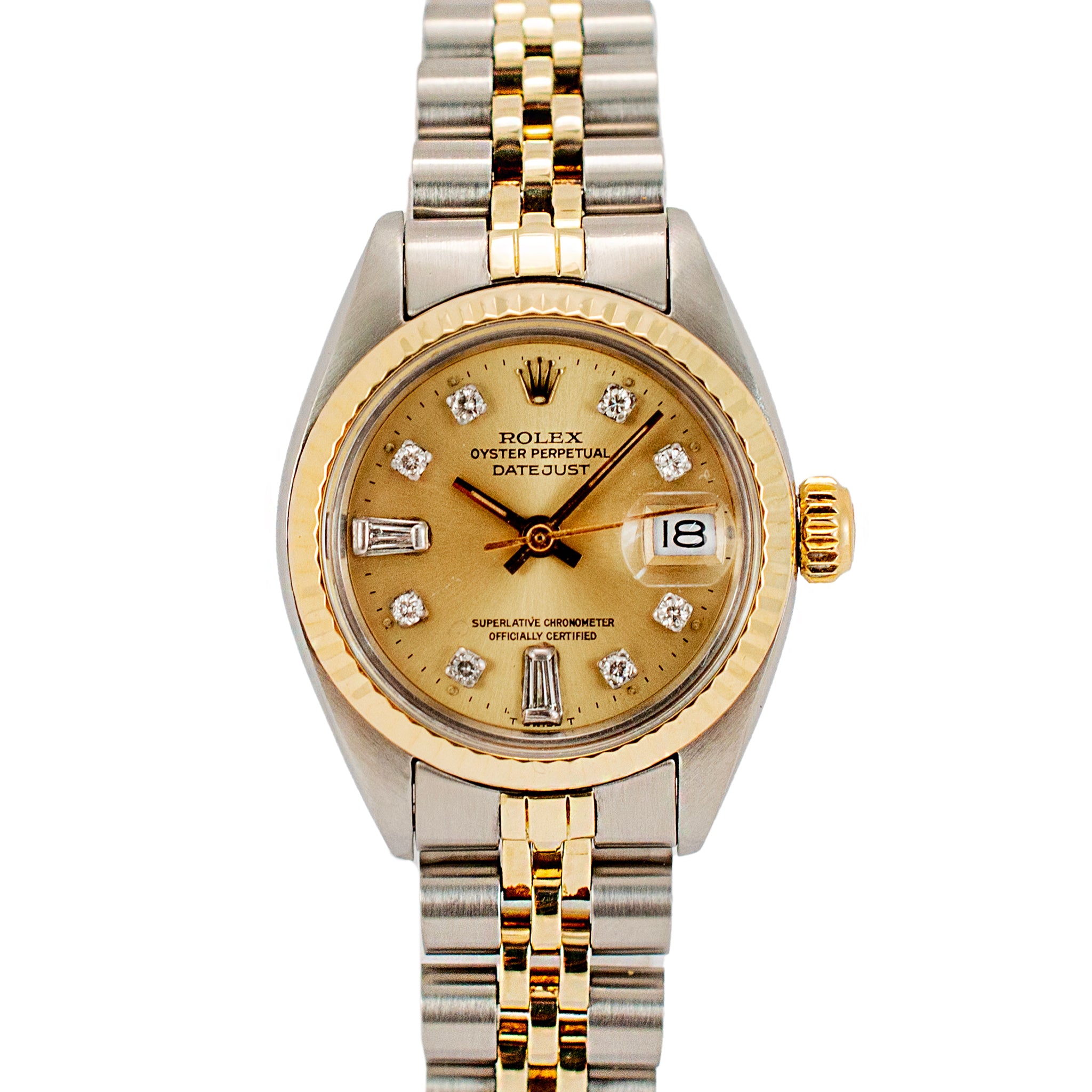 Rolex Lady Datejust 26MM 6917 Diamond Jubilee Fluted Yellow Gold Steel Watch