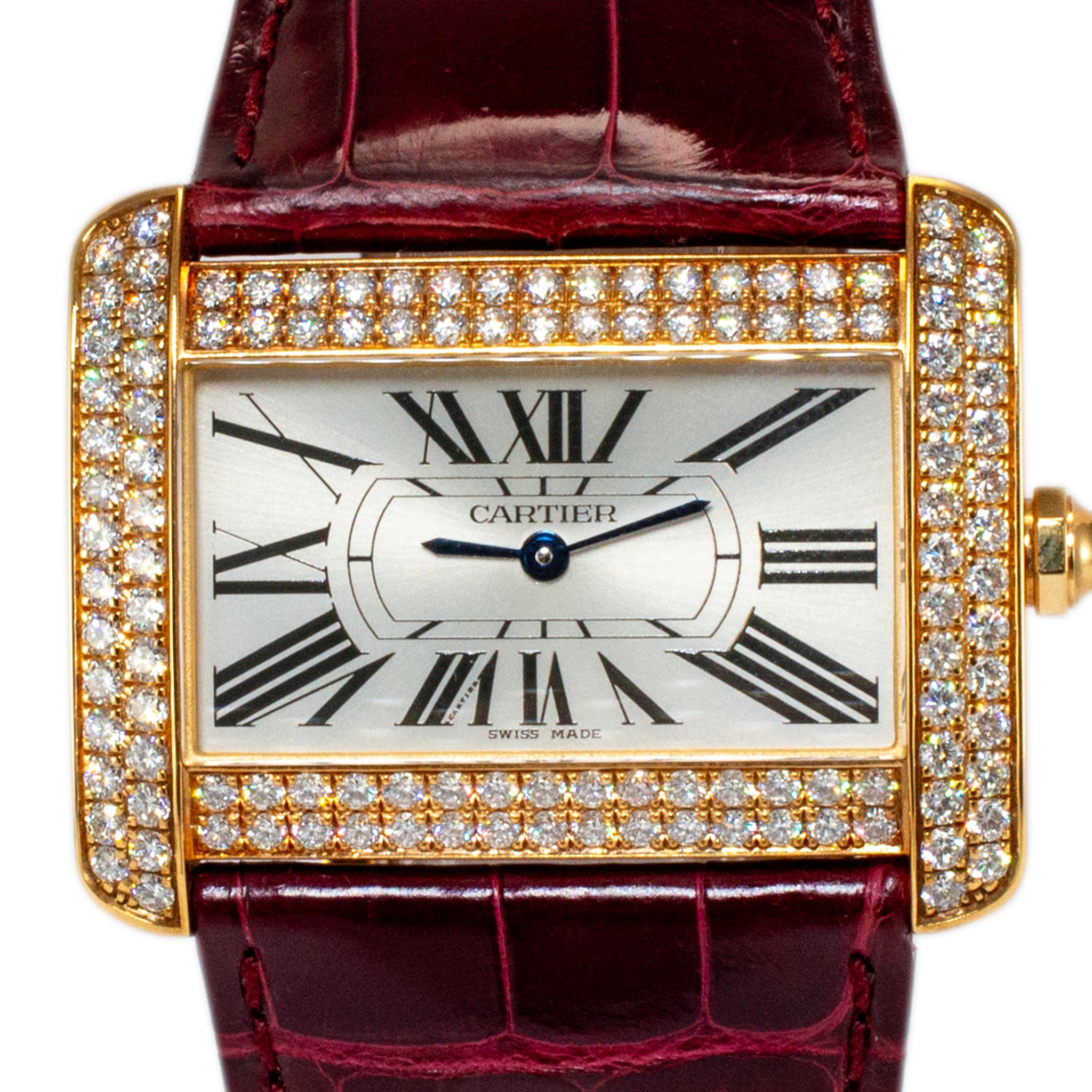 Cartier Tank Divan 38MM 2602 18K Yellow Gold Diamond Bezel Watch