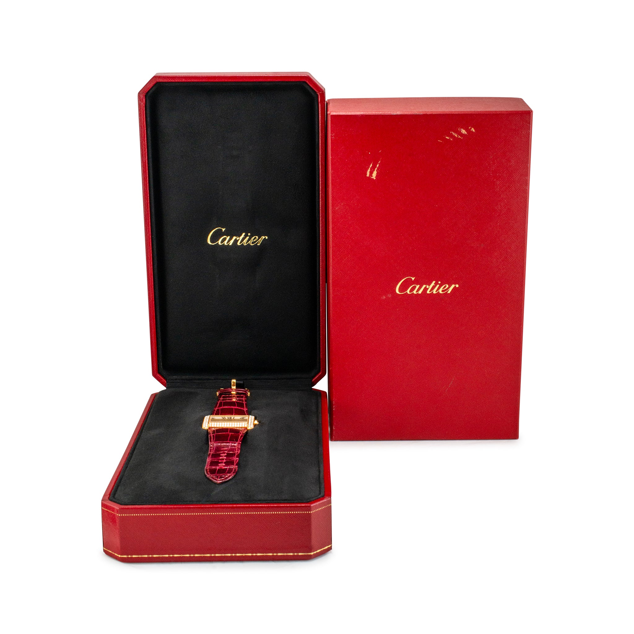 Cartier Tank Divan 38MM 2602 18K Yellow Gold Diamond Bezel Watch