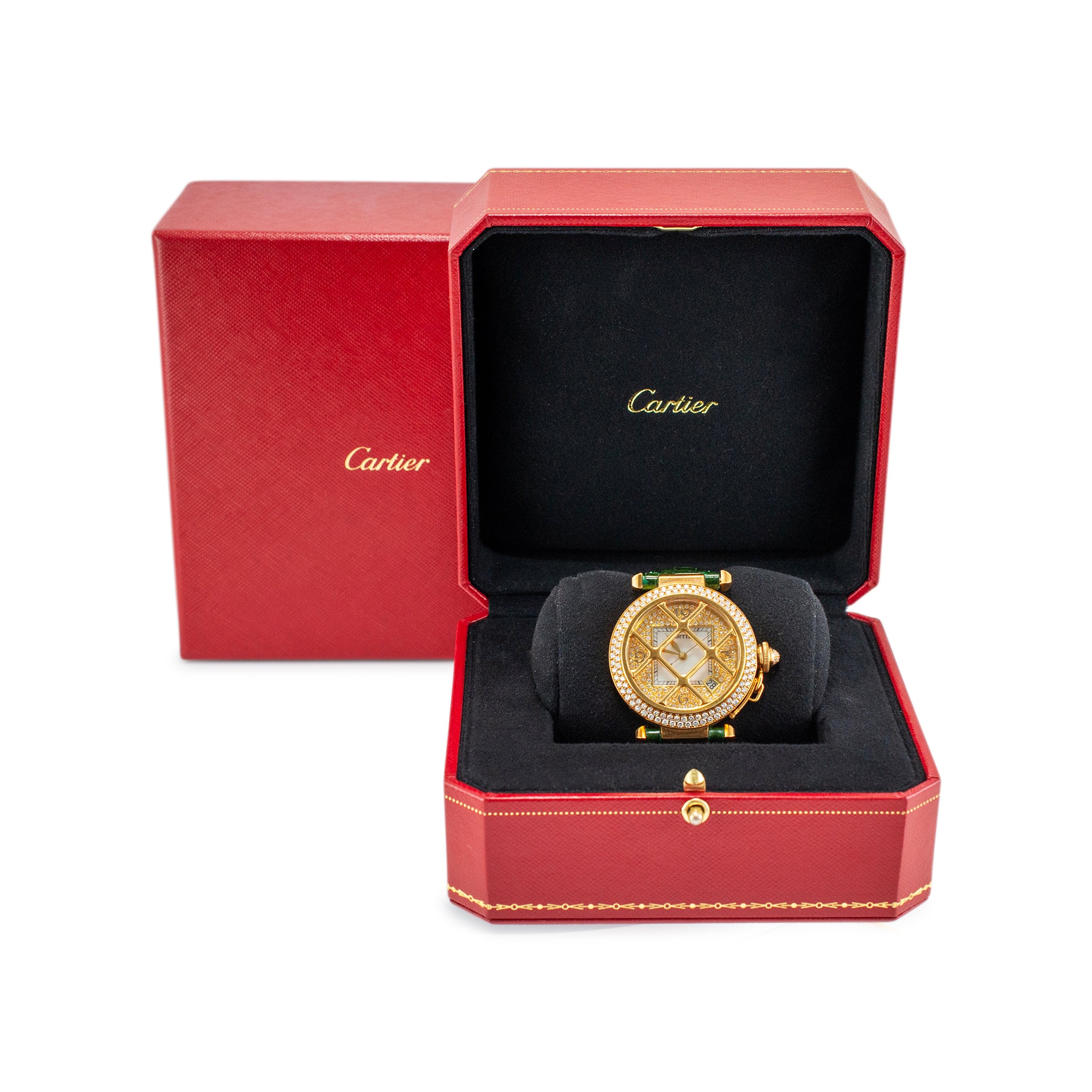 Cartier Pasha 38MM 2401 18K Yellow Gold Diamond Bezel Dial Automatic Watch